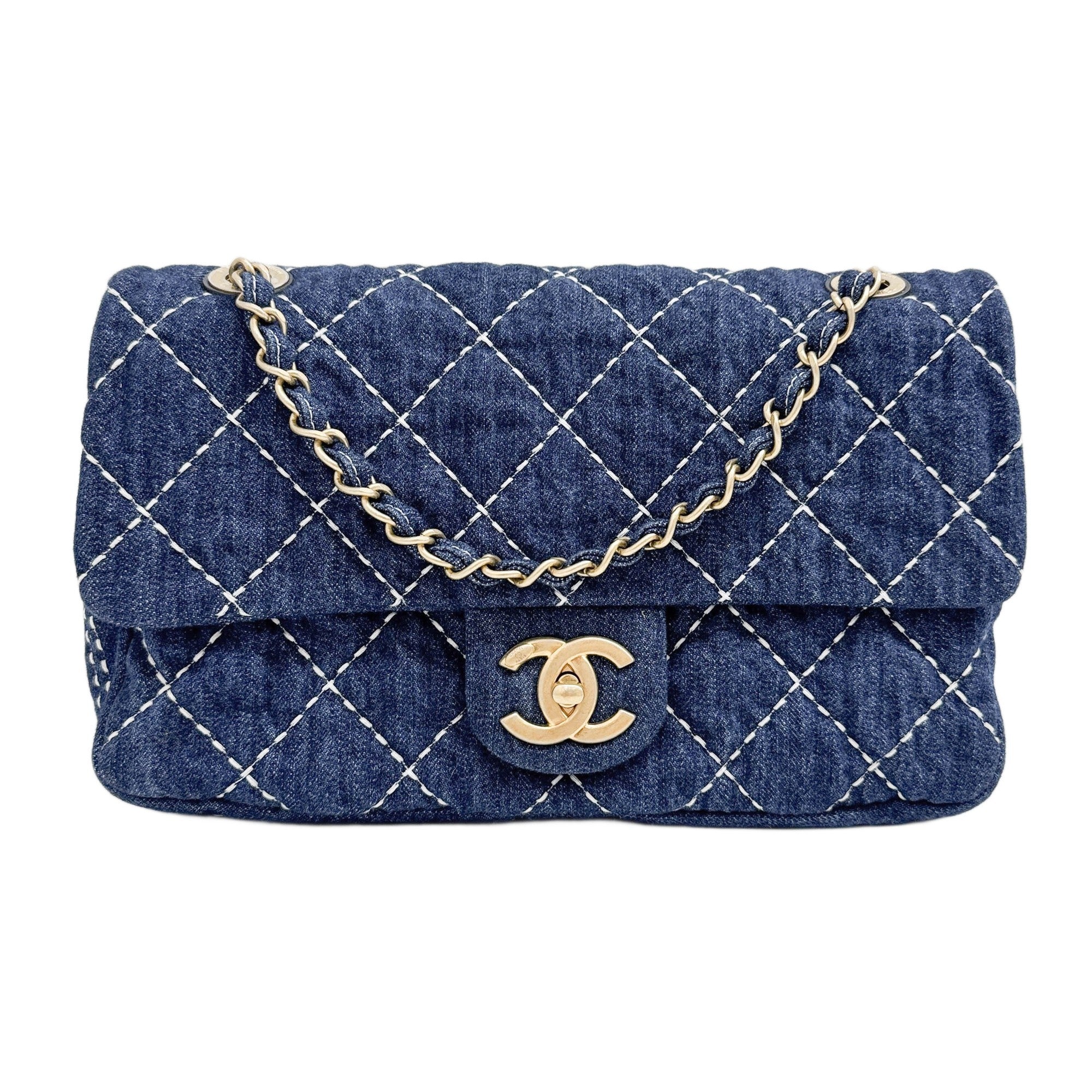 Classic Flap 2019 Matelasse Blue Denim Shoulder Bag