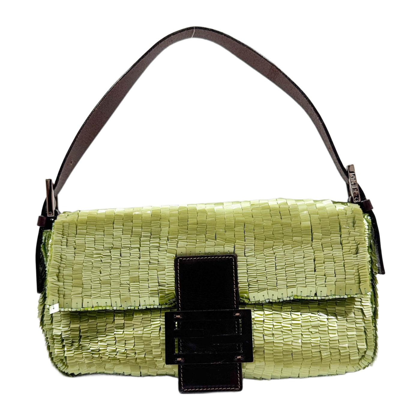 Baguette Green Sequin Shoulder Bag