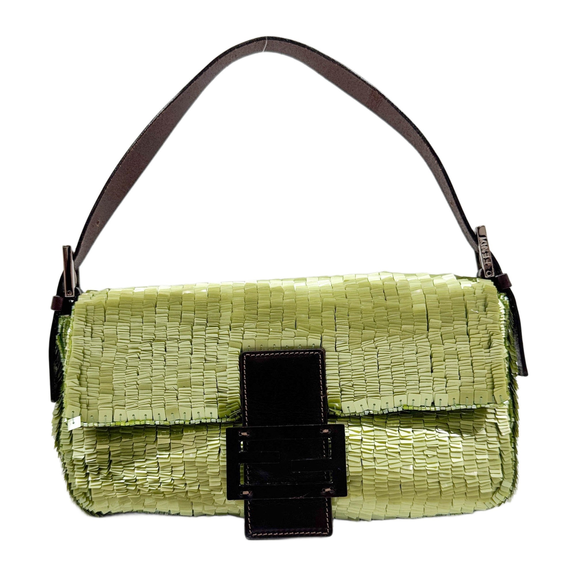 Baguette Green Sequin Shoulder Bag