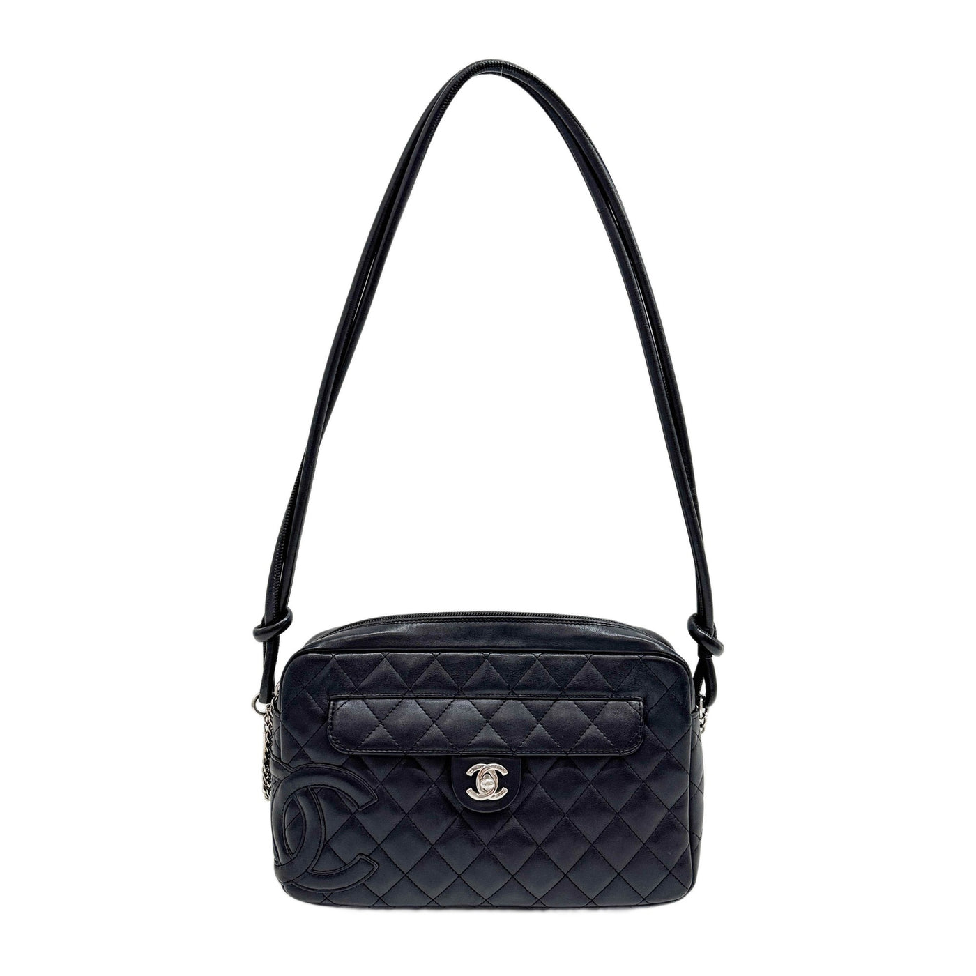 Cambon 2004-2005 Matelasse Black Leather Shoulder Bag