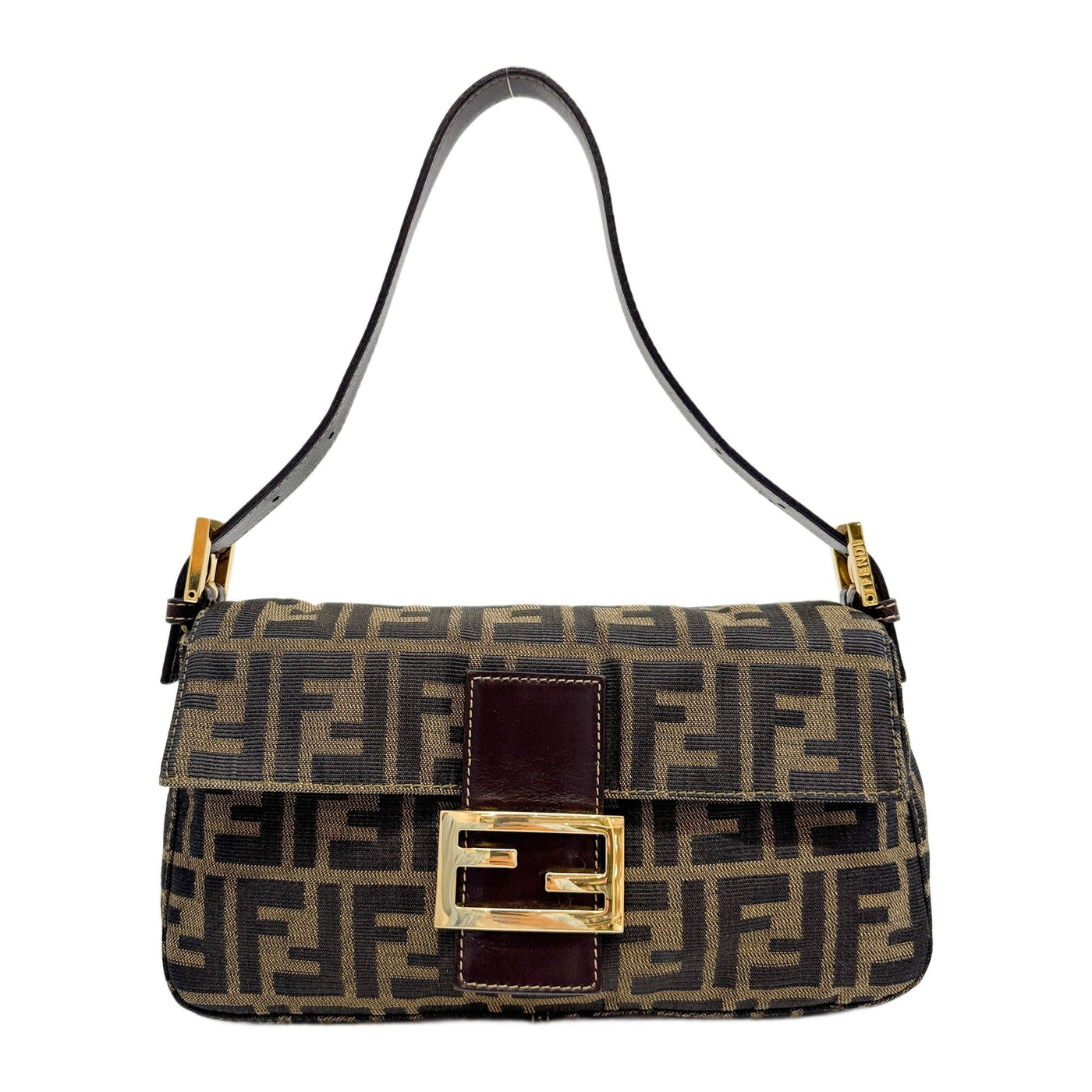 Baguette Brown Zucca Canvas Shoulder Bag