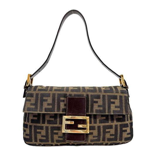 Baguette Brown Zucca Canvas Shoulder Bag
