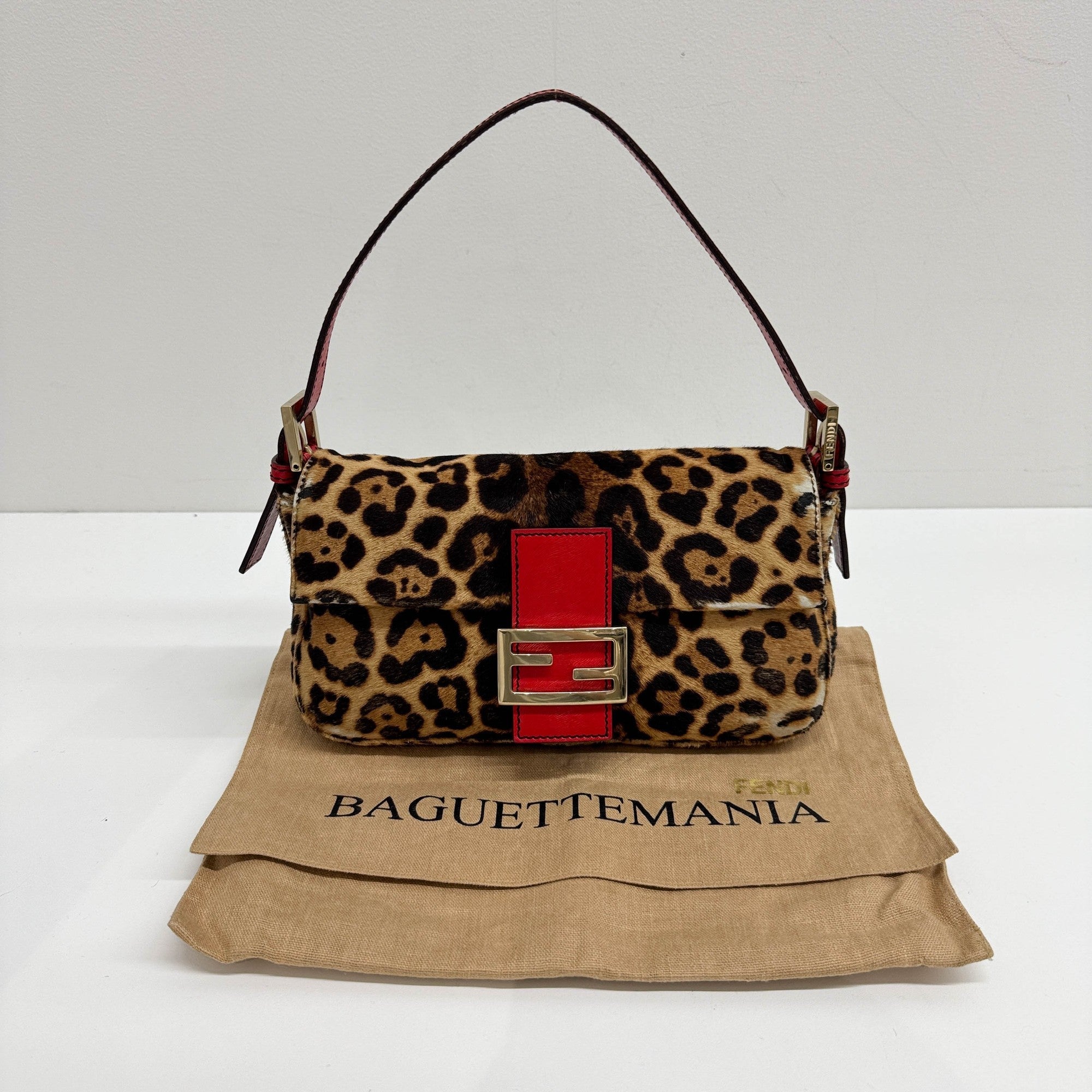 FENDI Baguette Brown Leopard Print Pony Hair Shoulder Bag – HIVE