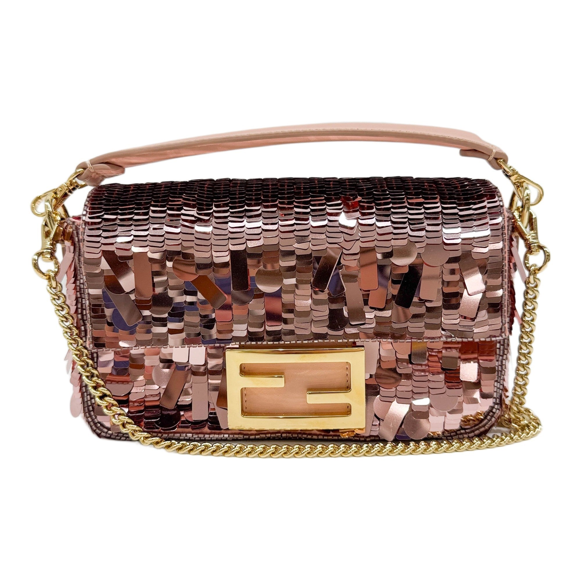 Mini Baguette Baby Pink Sequin Two Way Bag
