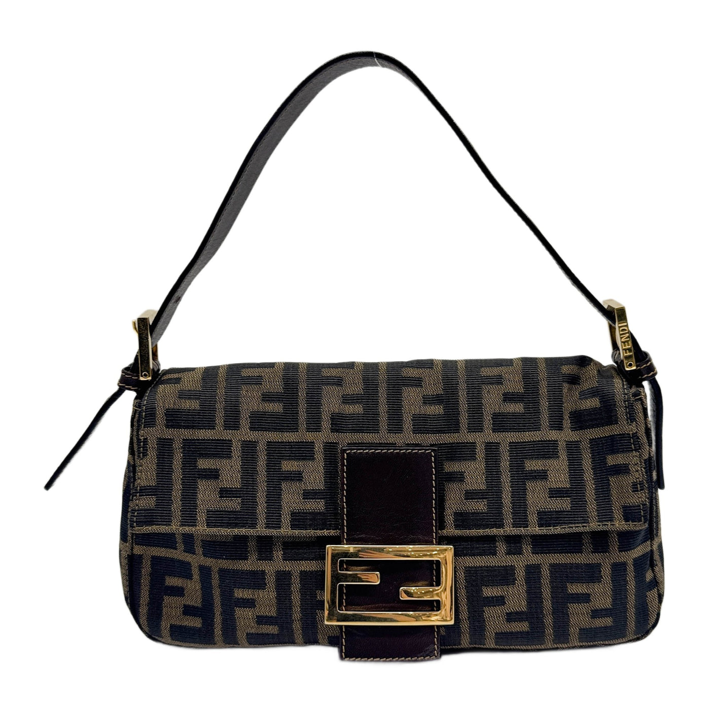 Baguette Brown Zucca Canvas Shoulder Bag