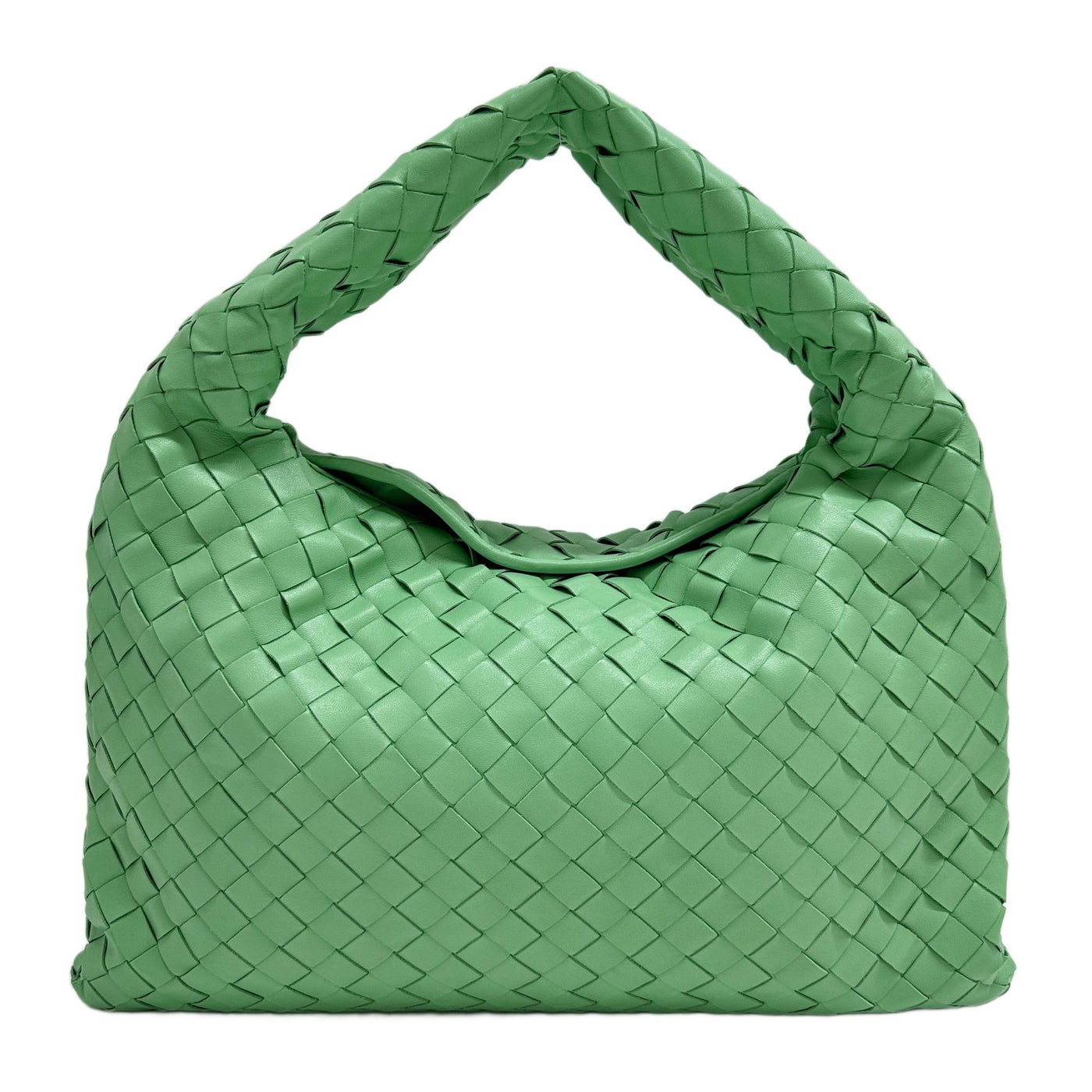 Hop Intrecciato Mint Green Leather Shoulder Bag