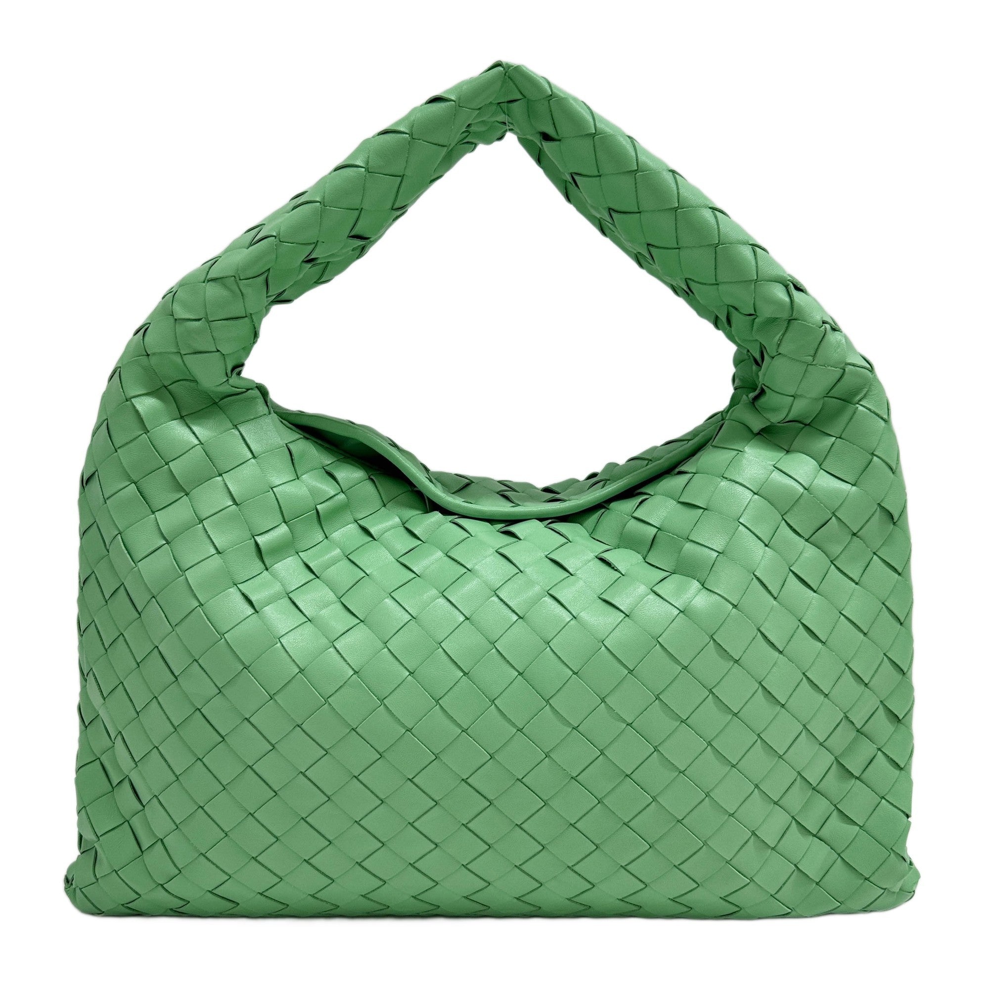 Hop Intrecciato Mint Green Leather Shoulder Bag