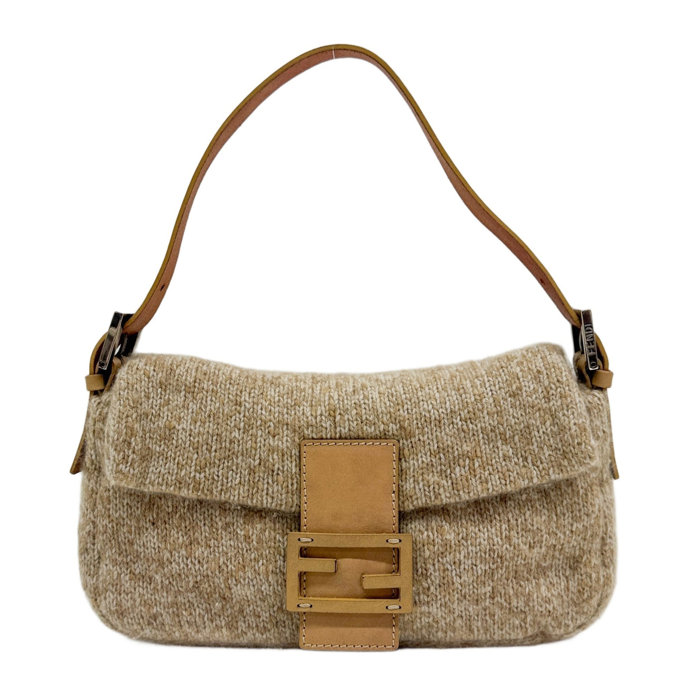 Baguette Beige Cashmere Shoulder Bag
