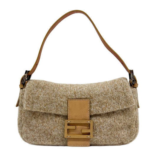 Baguette Beige Cashmere Shoulder Bag