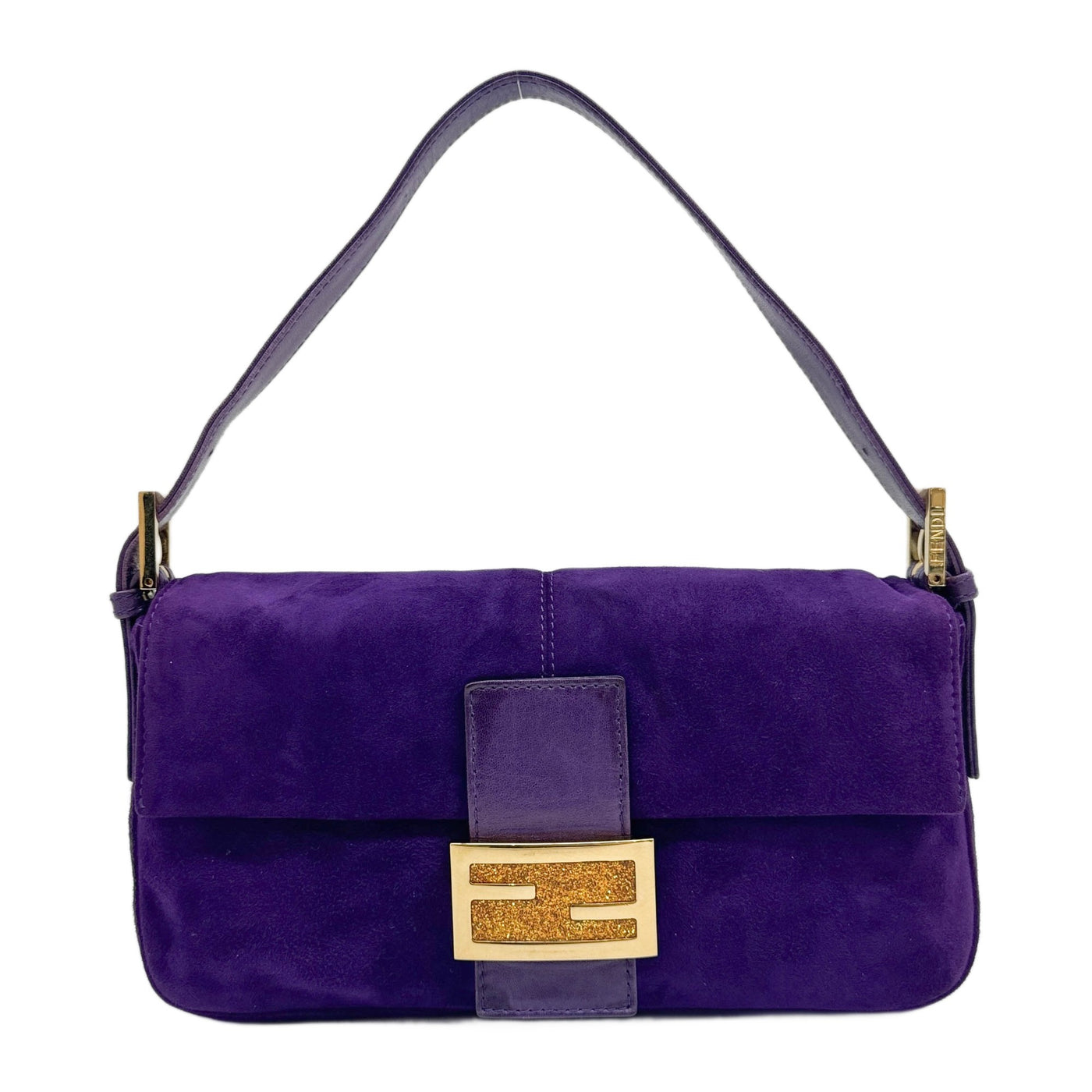 Baguette Purple Suede Shoulder Bag