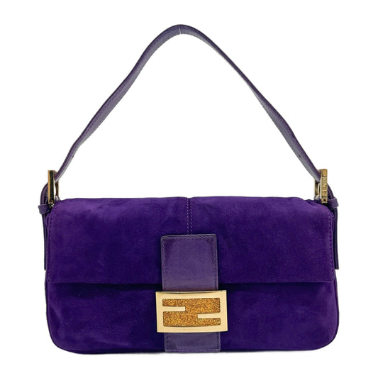 Baguette Purple Suede Shoulder Bag