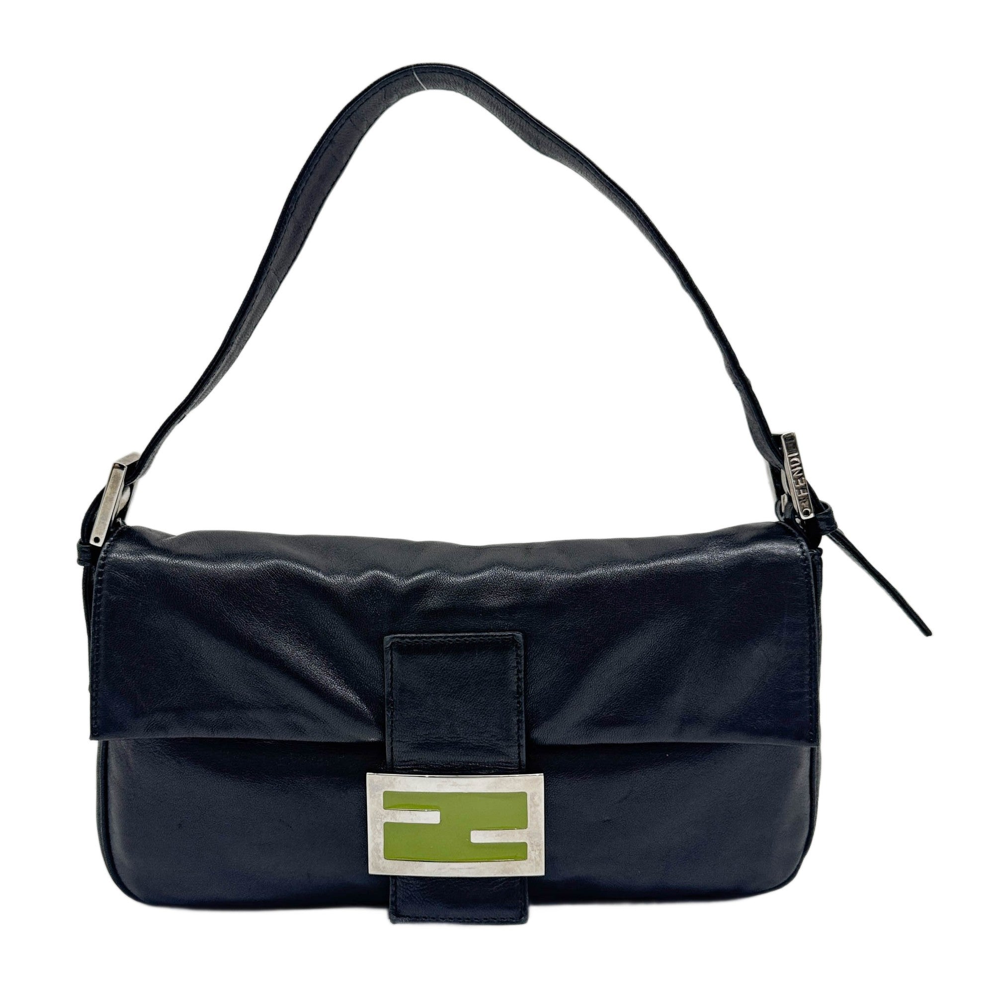 Baguette Black Leather Shoulder Bag