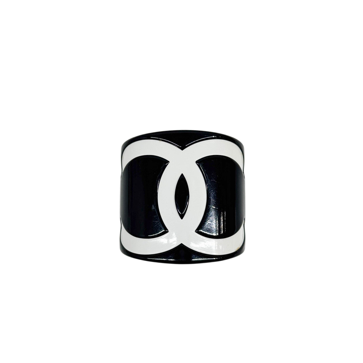 Coco Mark Black and White Plastic Bangle Bracelet