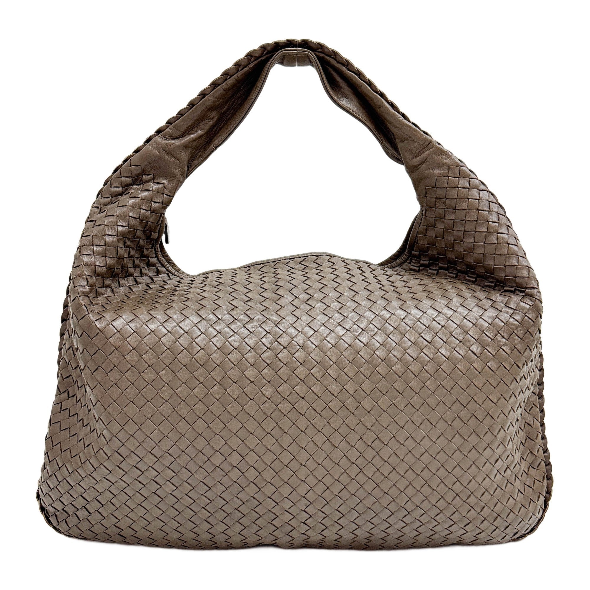 Intrecciato Brown Leather Hobo Shoulder Bag