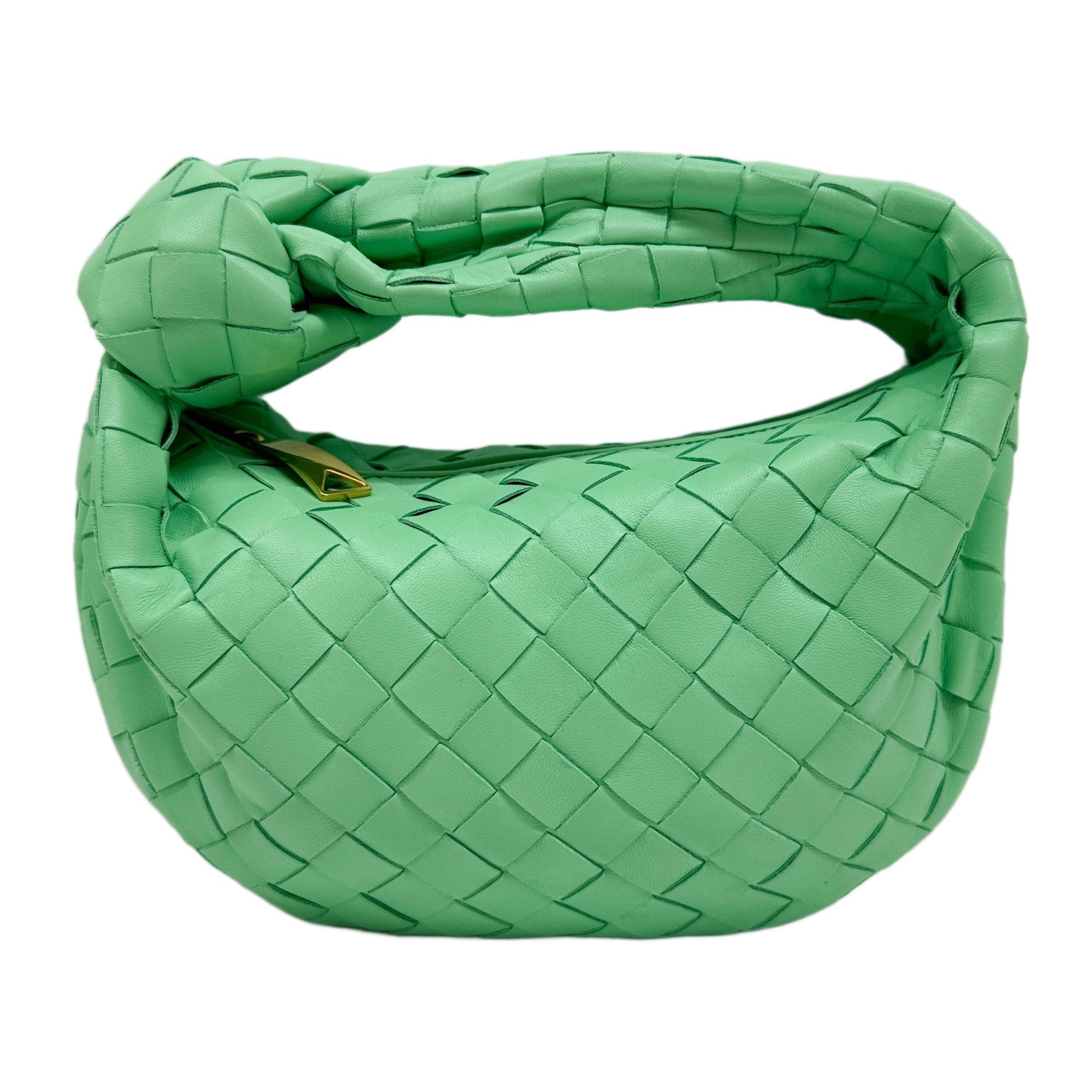Mini Jodie Intrecciato Mint Green Leather Hand Bag