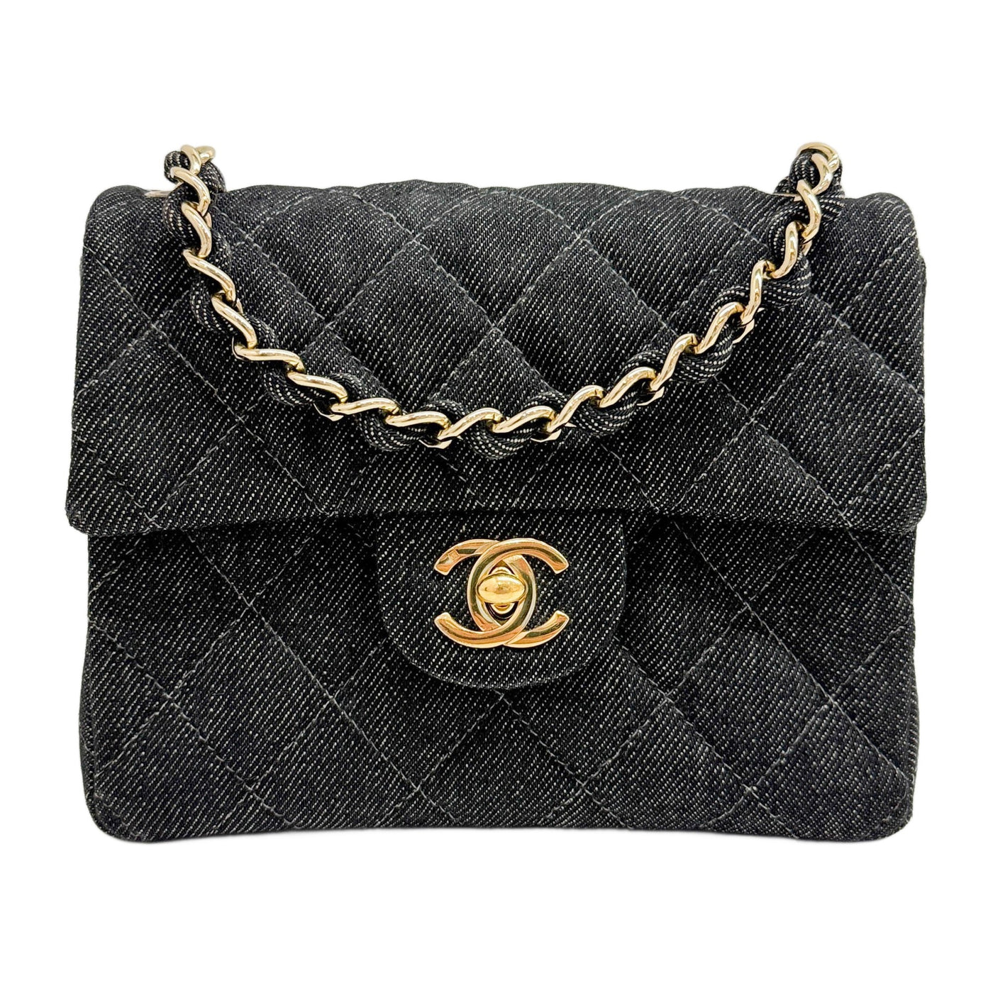 Square Mini Classic Flap 1997-1999 Matelasse Black Denim Shoulder Bag