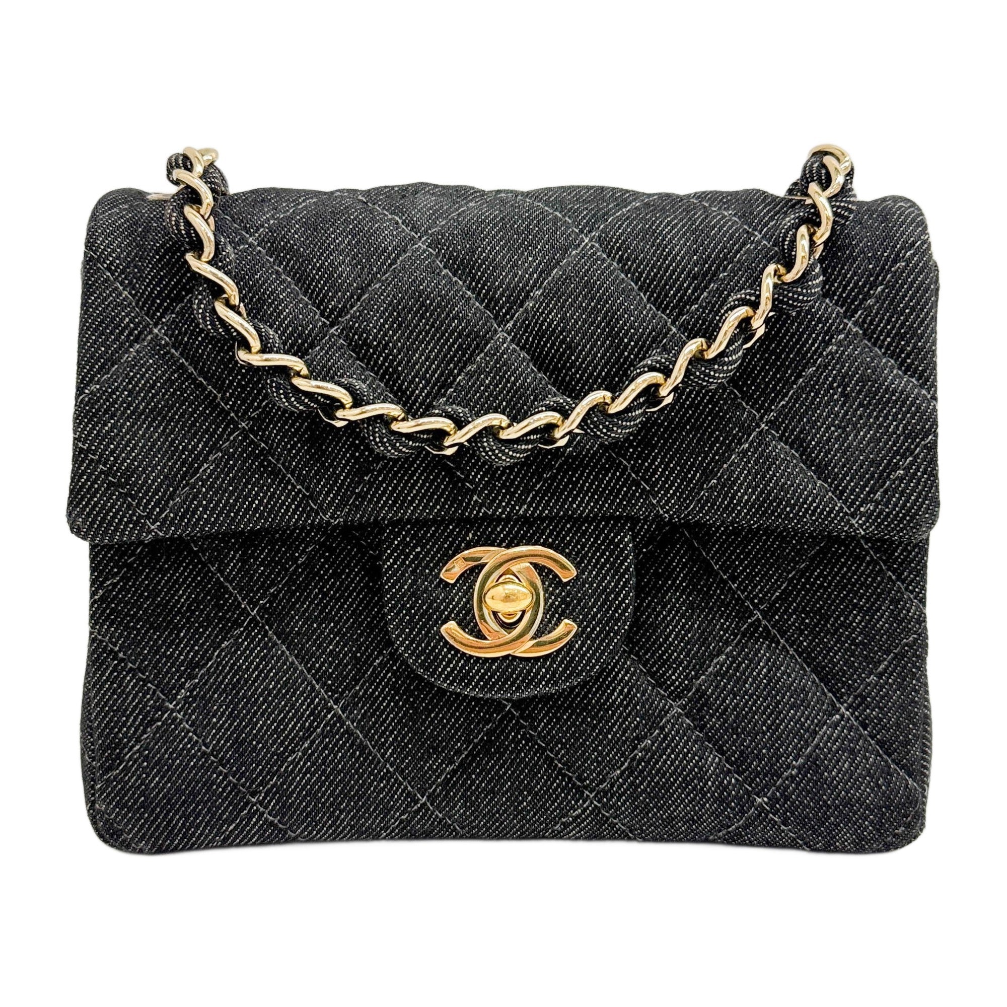 Square Mini Classic Flap 1997-1999 Matelasse Black Denim Shoulder Bag
