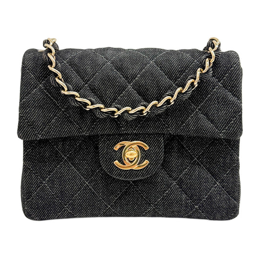Square Mini Classic Flap 1997-1999 Matelasse Black Denim Shoulder Bag