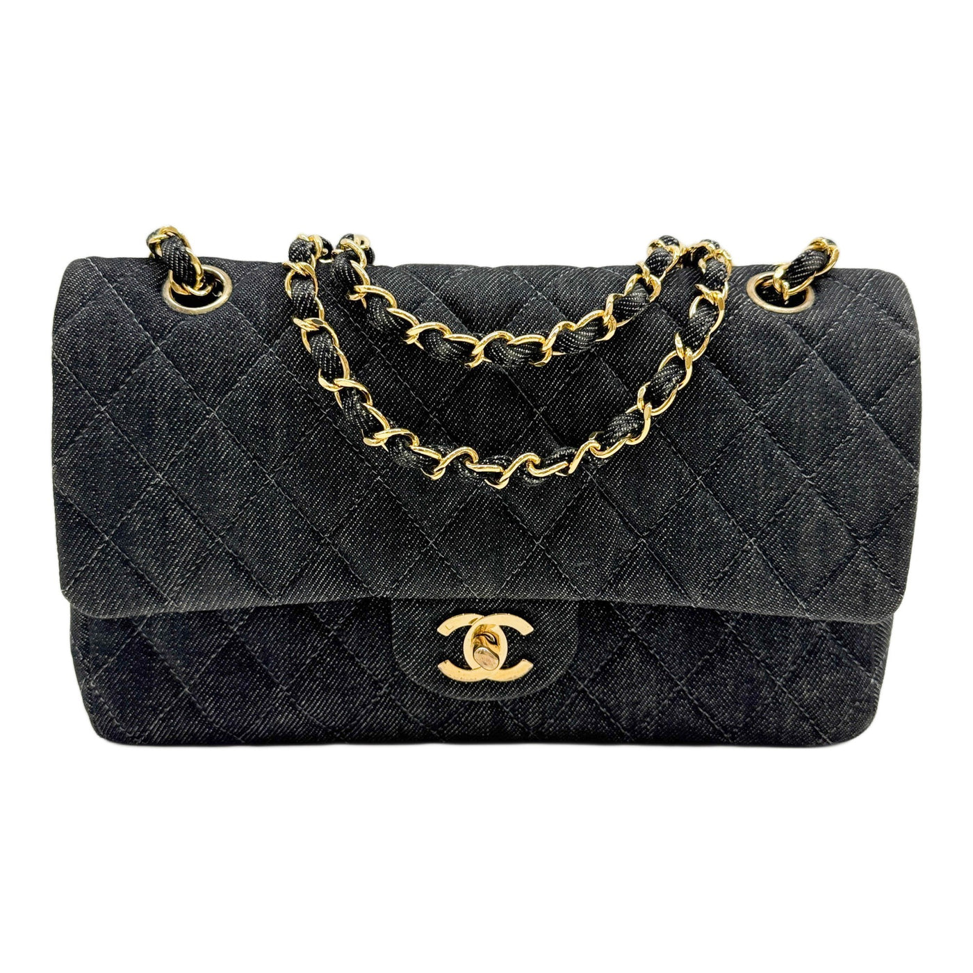 Chanel Classic Double Flap 1997-1999 Matelasse Charcoal Grey Shoulder Bag