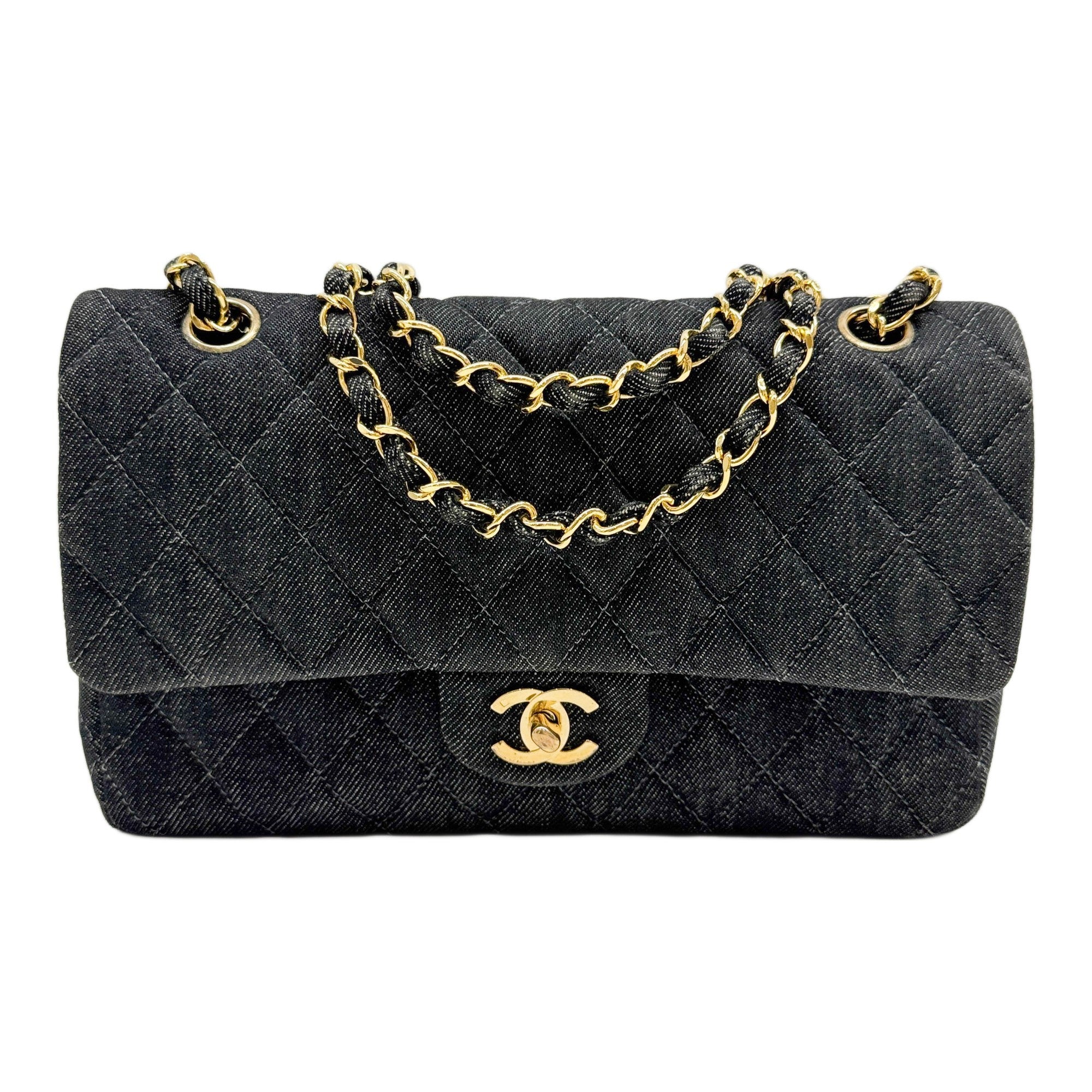 Chanel Classic Double Flap 1997-1999 Matelasse Charcoal Grey Shoulder Bag