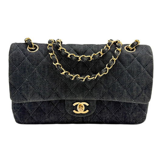 Chanel Classic Double Flap 1997-1999 Matelasse Charcoal Grey Shoulder Bag