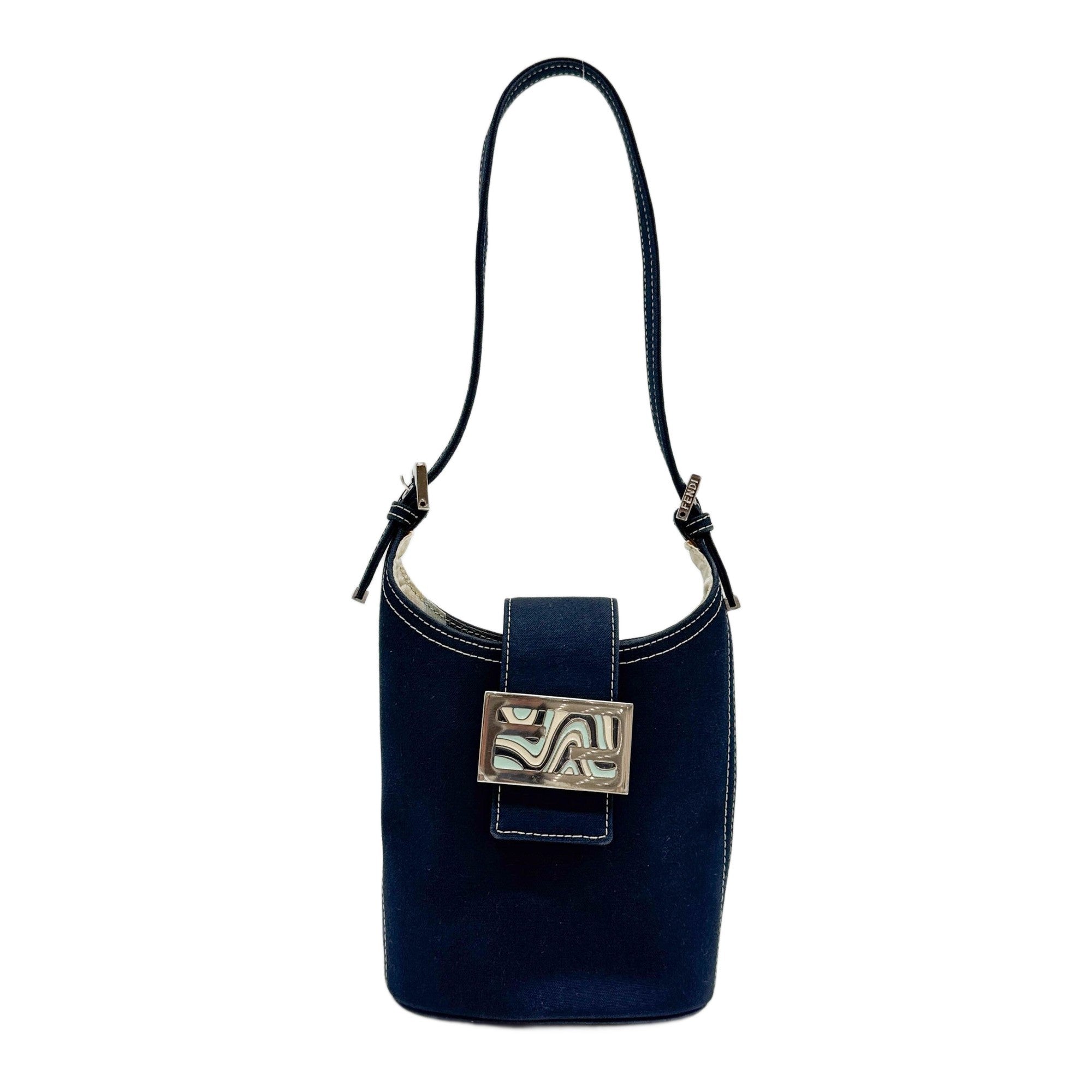 Palazzo Bucket Blue Cotton Shoulder Bag