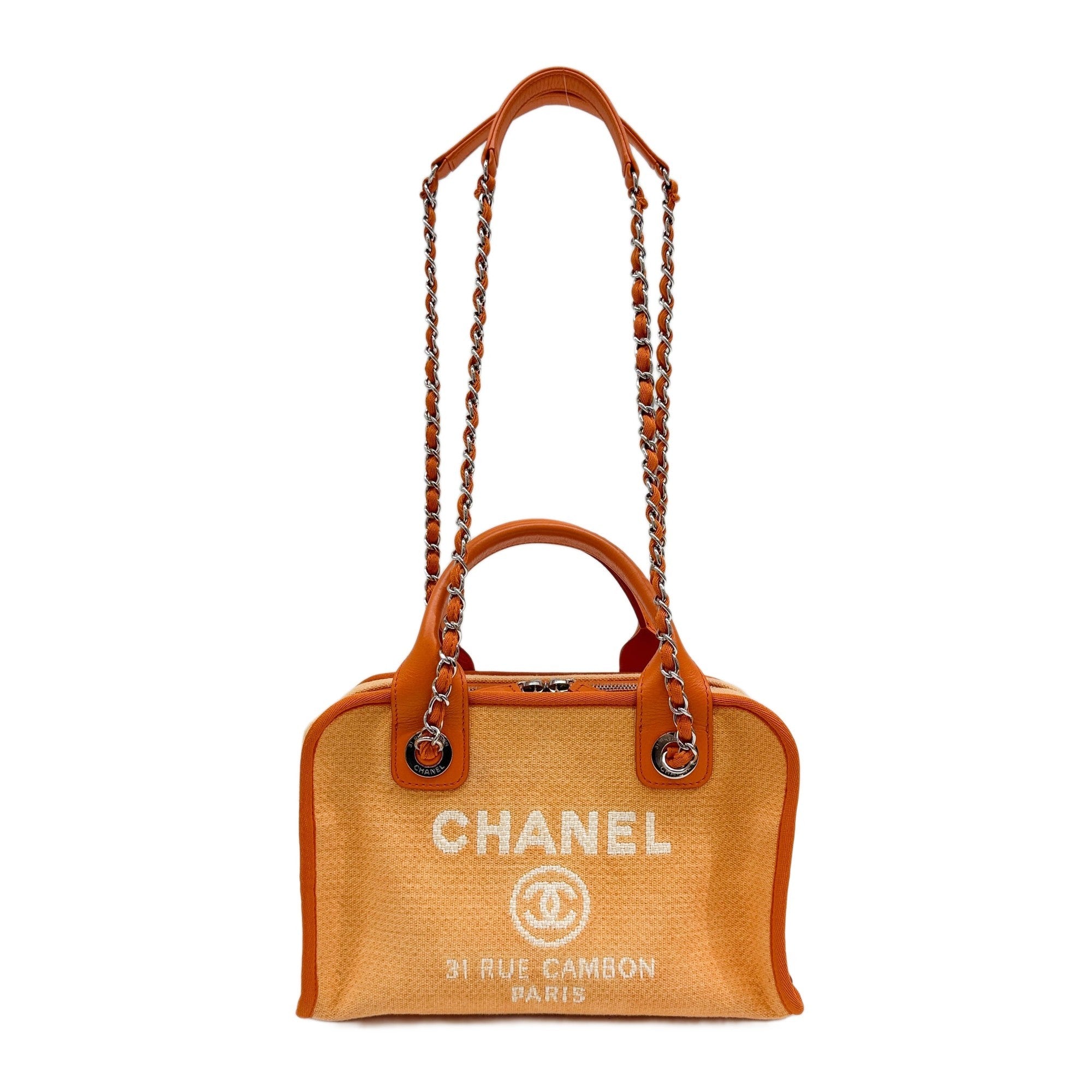 Deauville 2014-2015 Orange Bowling Chain Handle Bag