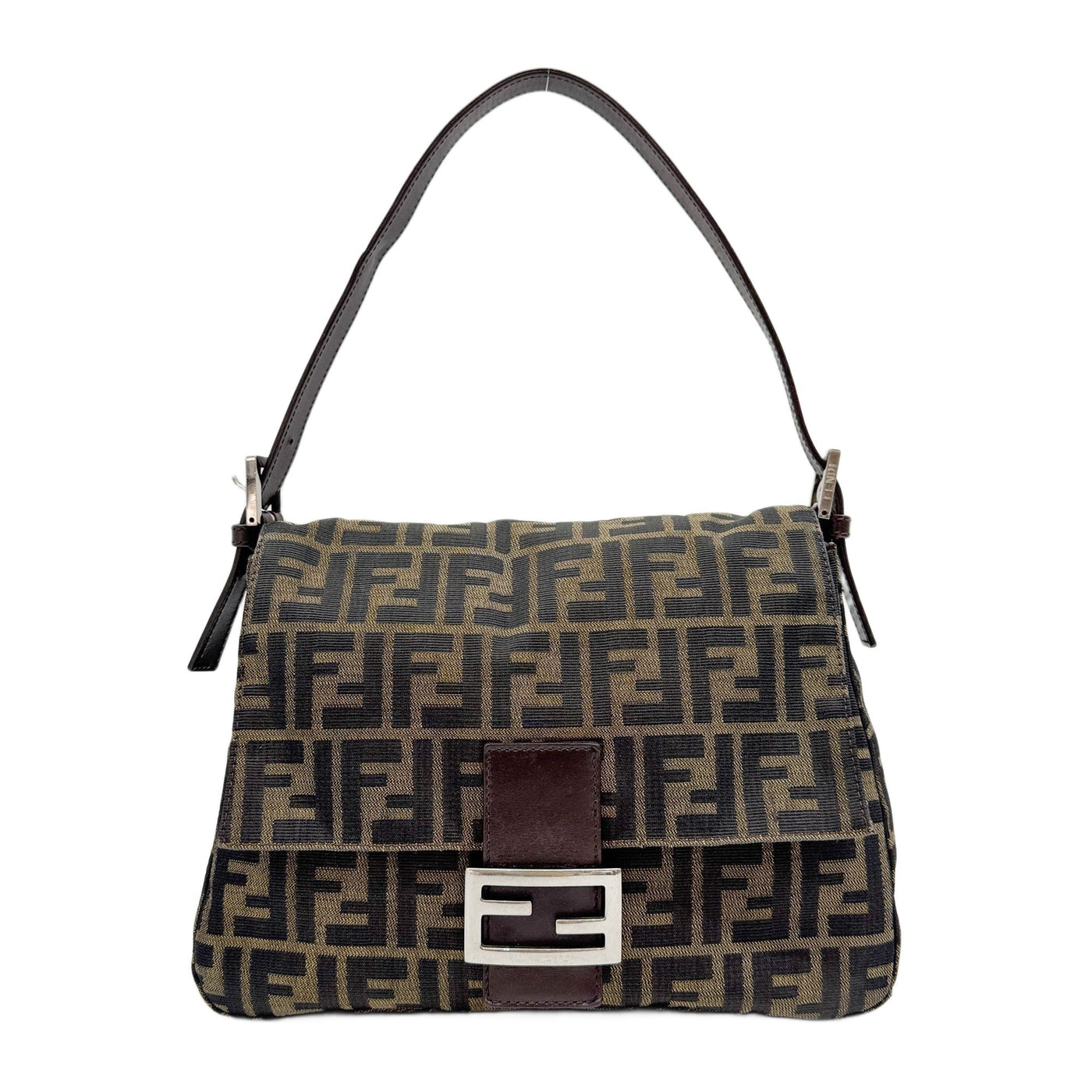 Mamma Baguette Brown Zucca Canvas Shoulder Bag