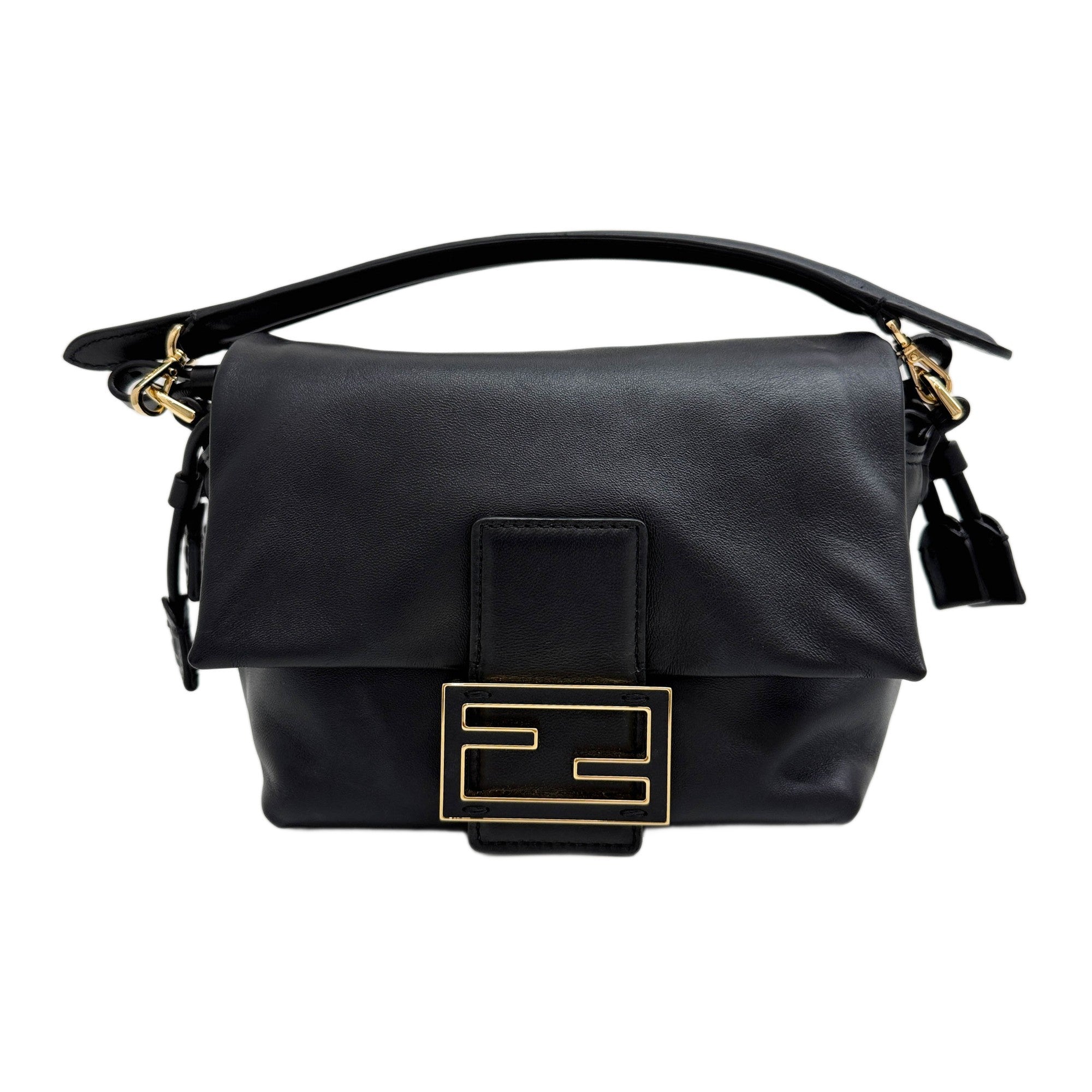 Mini Mamma Baguette Black Nappa Leather Two Way Bag