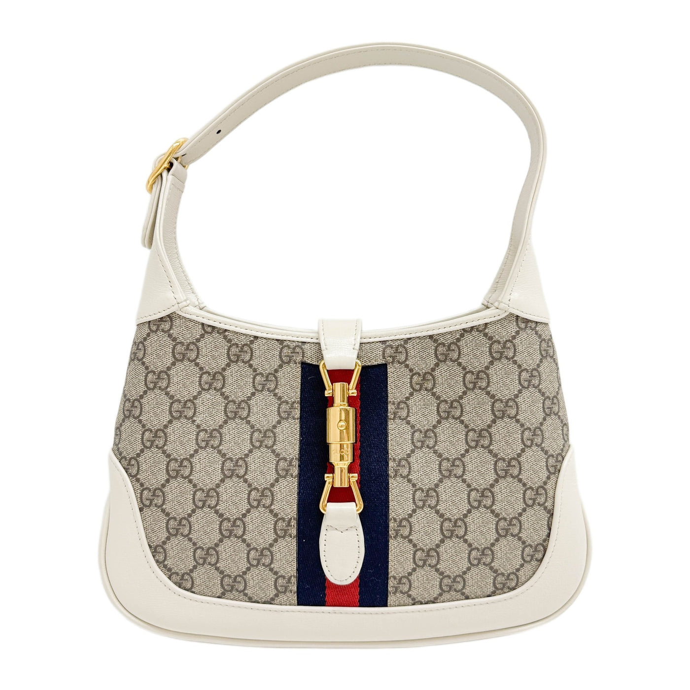 Jackie 1961 Whie Trim Tan GG Canvas Shoulder Bag