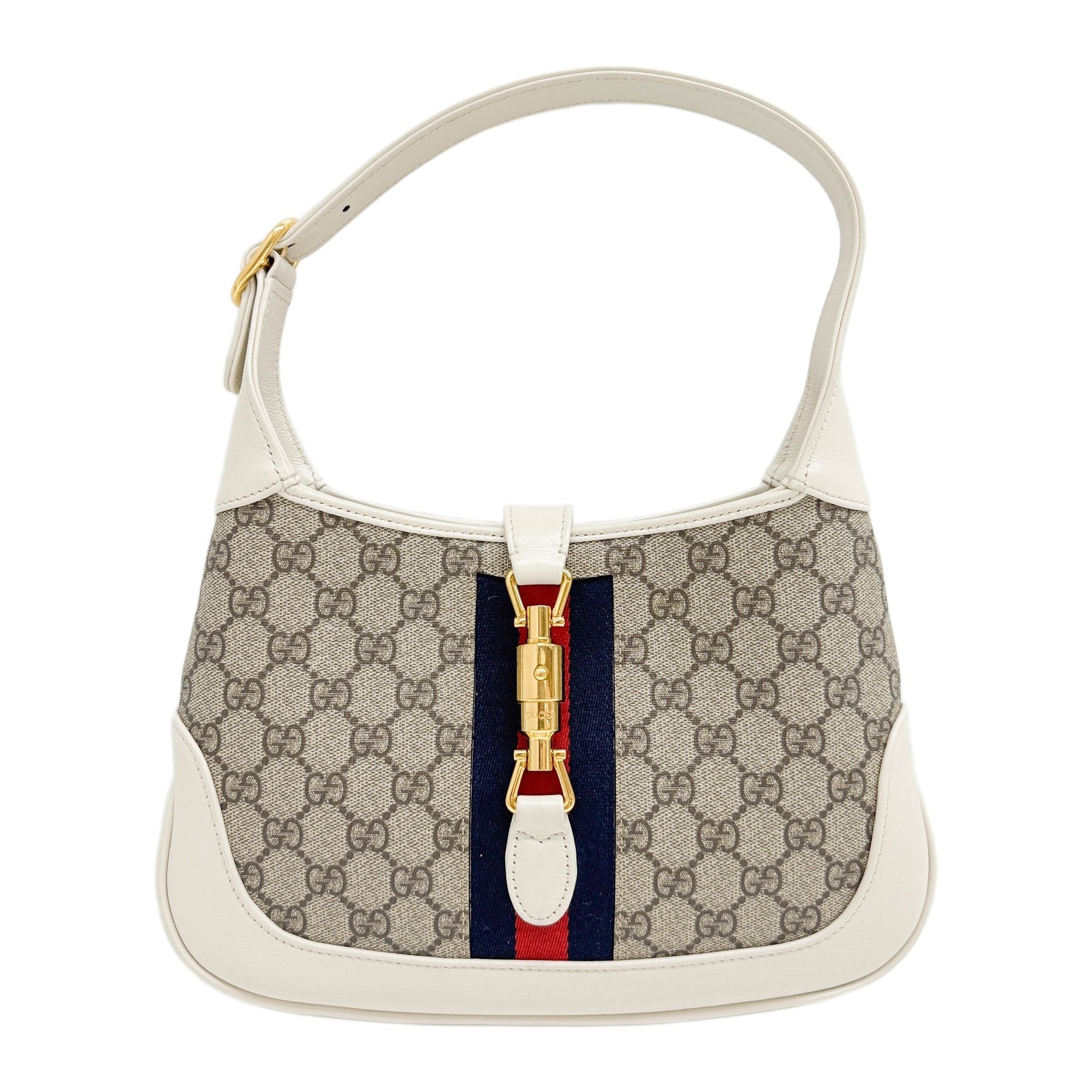 Jackie 1961 Whie Trim Tan GG Canvas Shoulder Bag