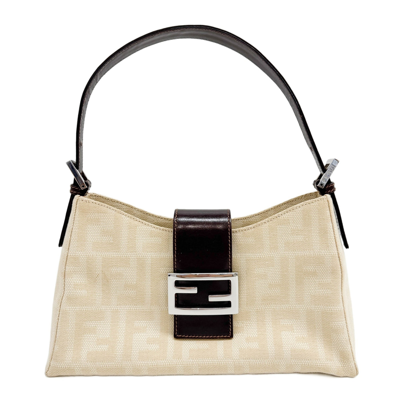 Light Beige Zucca Canvas Shoulder Bag