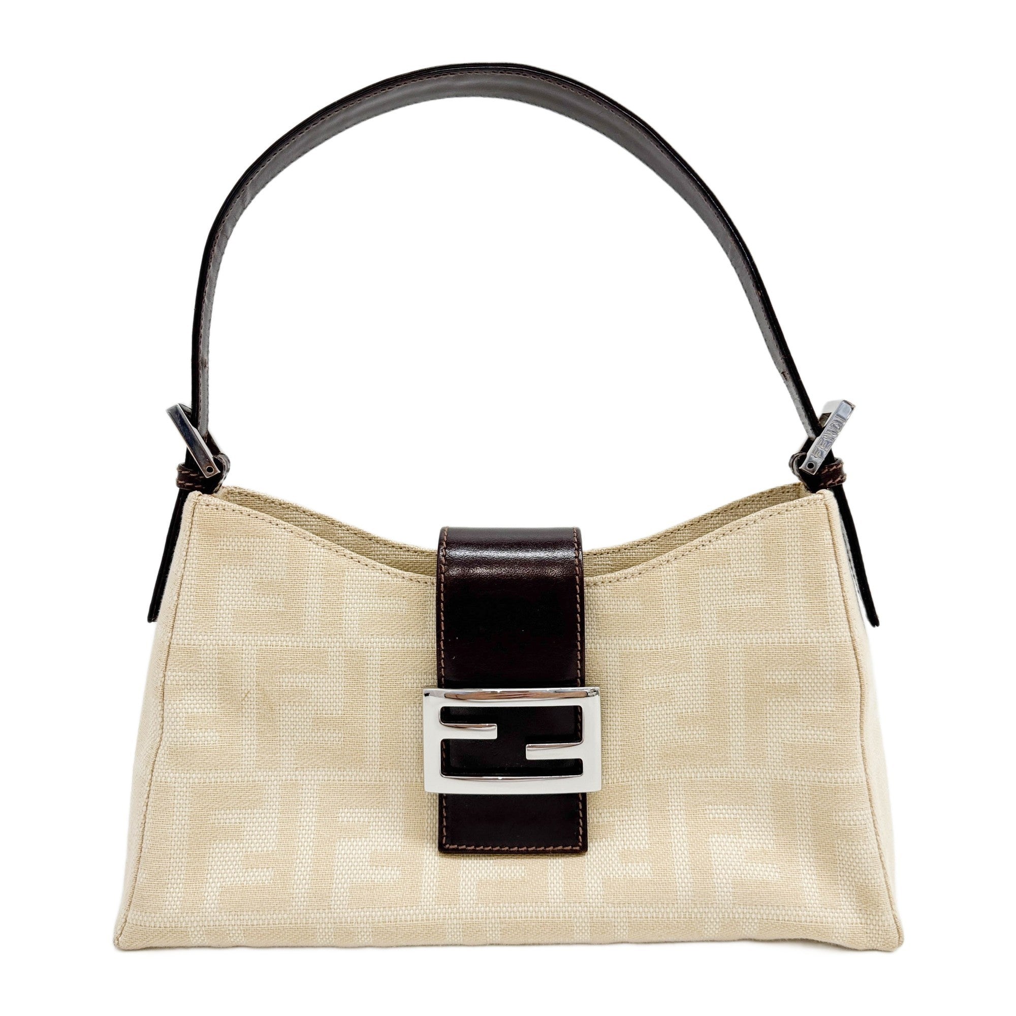 Light Beige Zucca Canvas Shoulder Bag