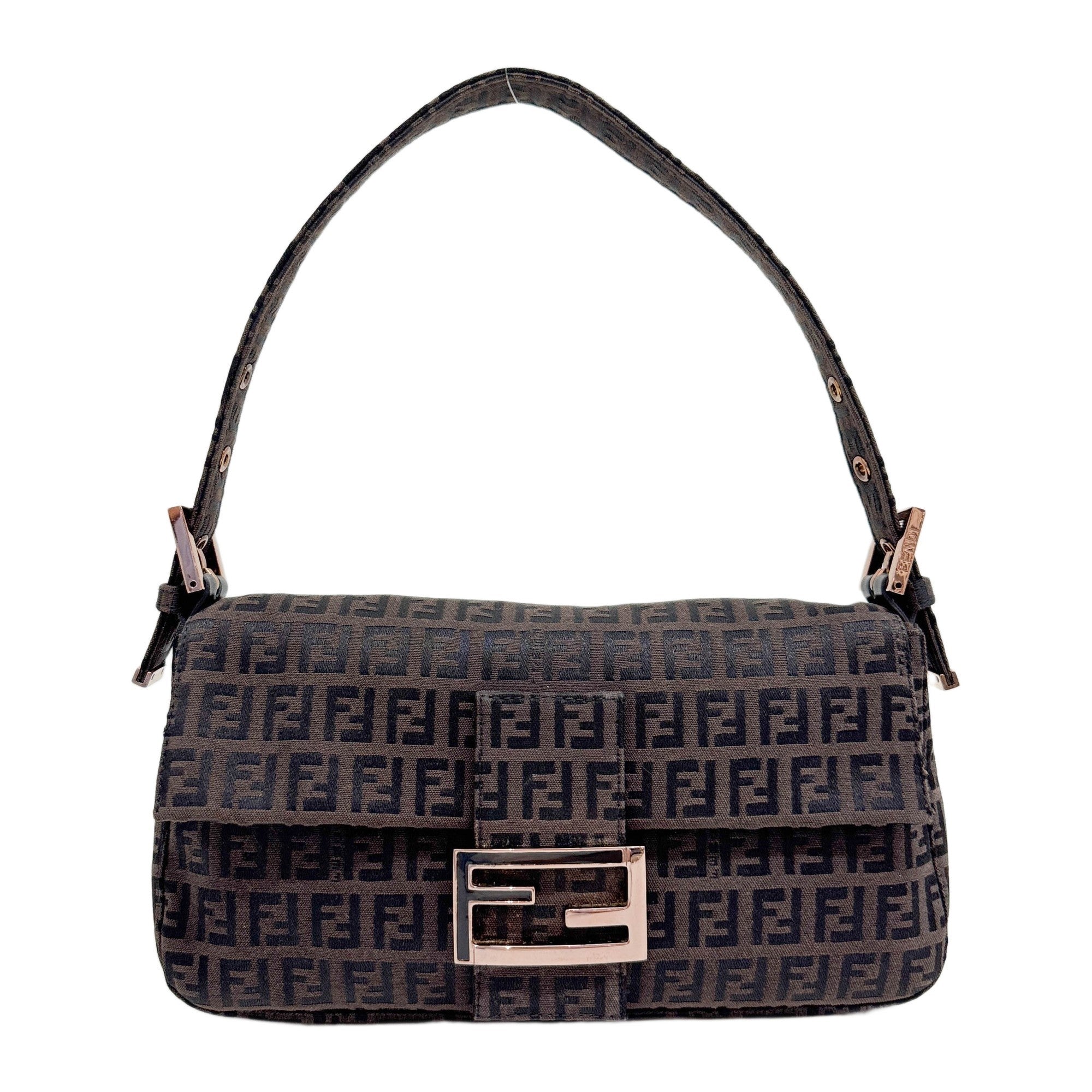 Baguette Zucchino Dark Brown Canvas Shoulder Bag