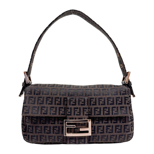 Baguette Zucchino Dark Brown Canvas Shoulder Bag