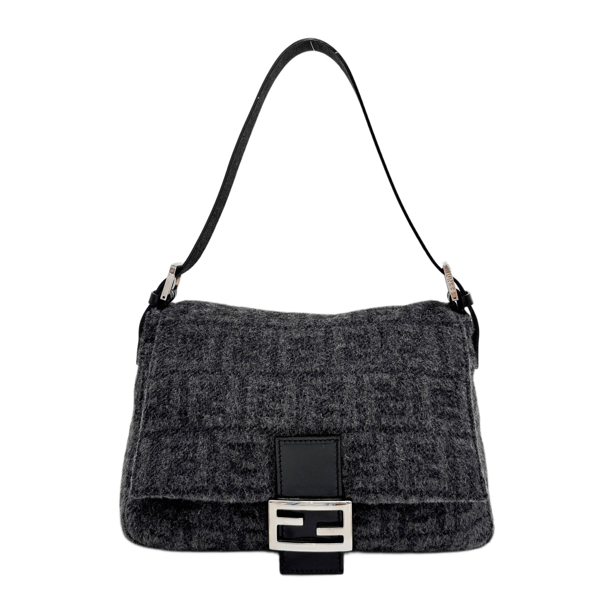 Mamma Baguette Dark Grey Cashmere Shoulder Bag