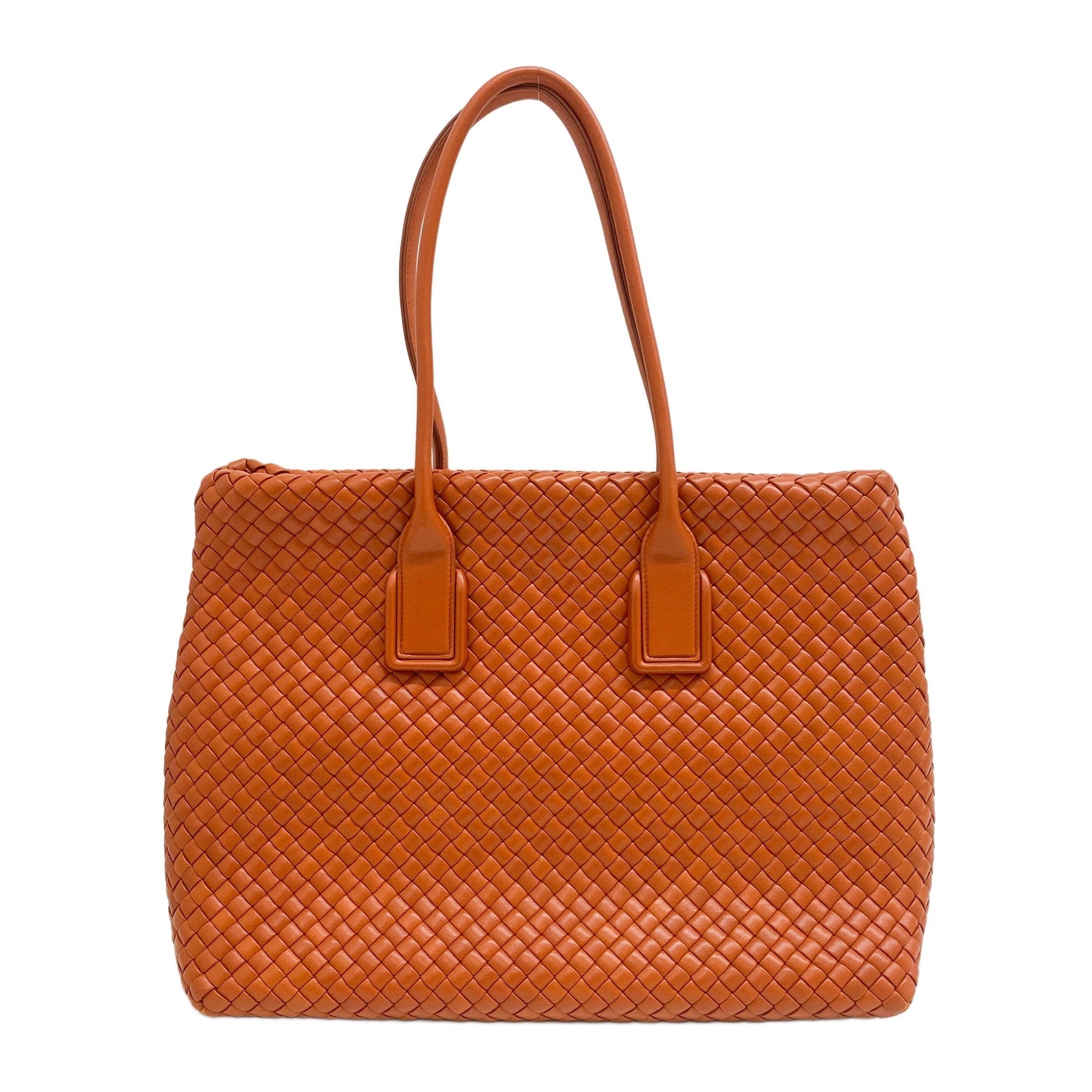 Cabat Intrecciato Burnt Orange Leather Tote Shoulder Bag