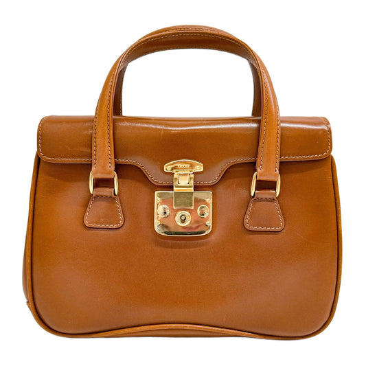 Lady Lock Brown Leather Hand Bag