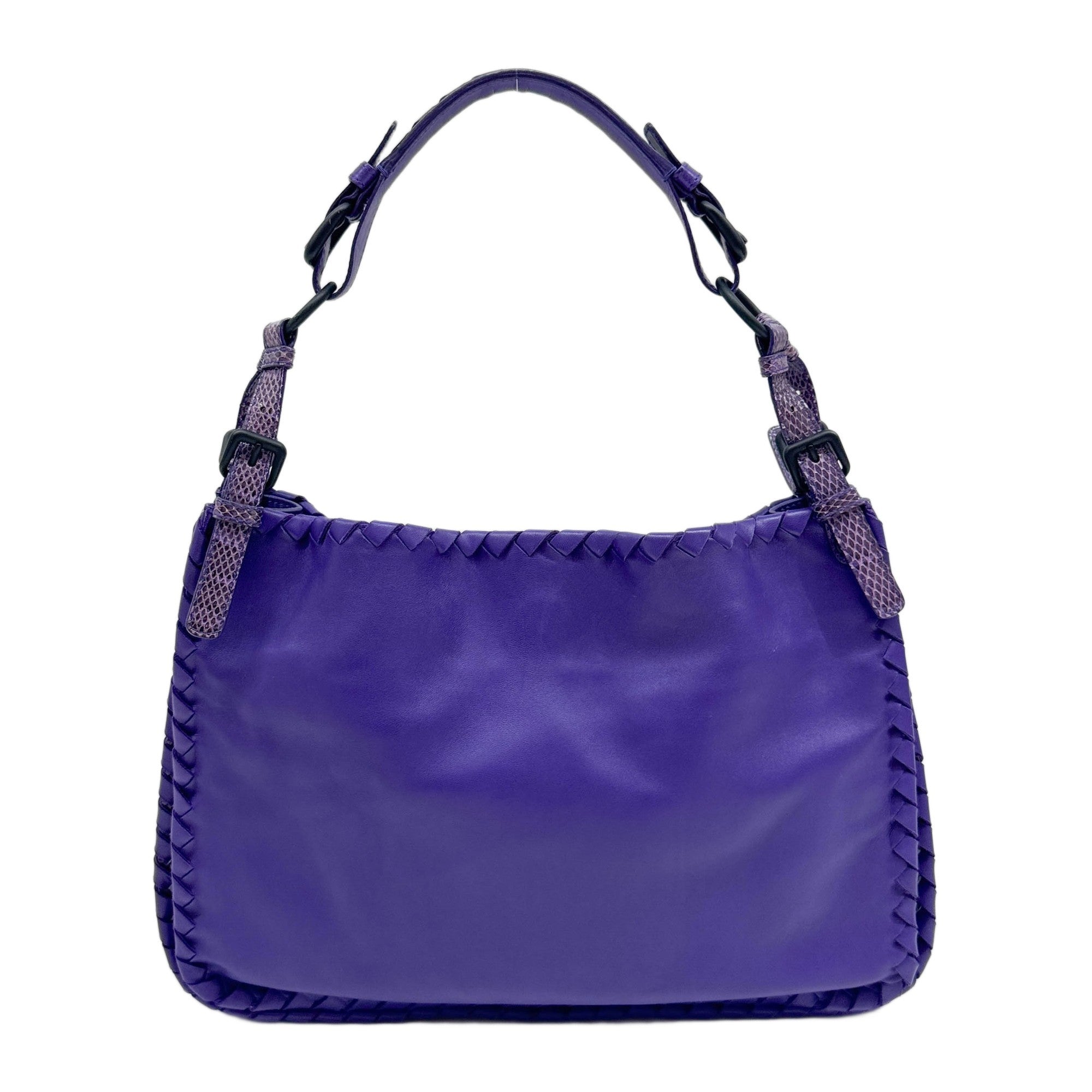 Rectangular Purple Leather Shoulder Bag