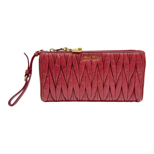 Pink Leather Clutch Bag