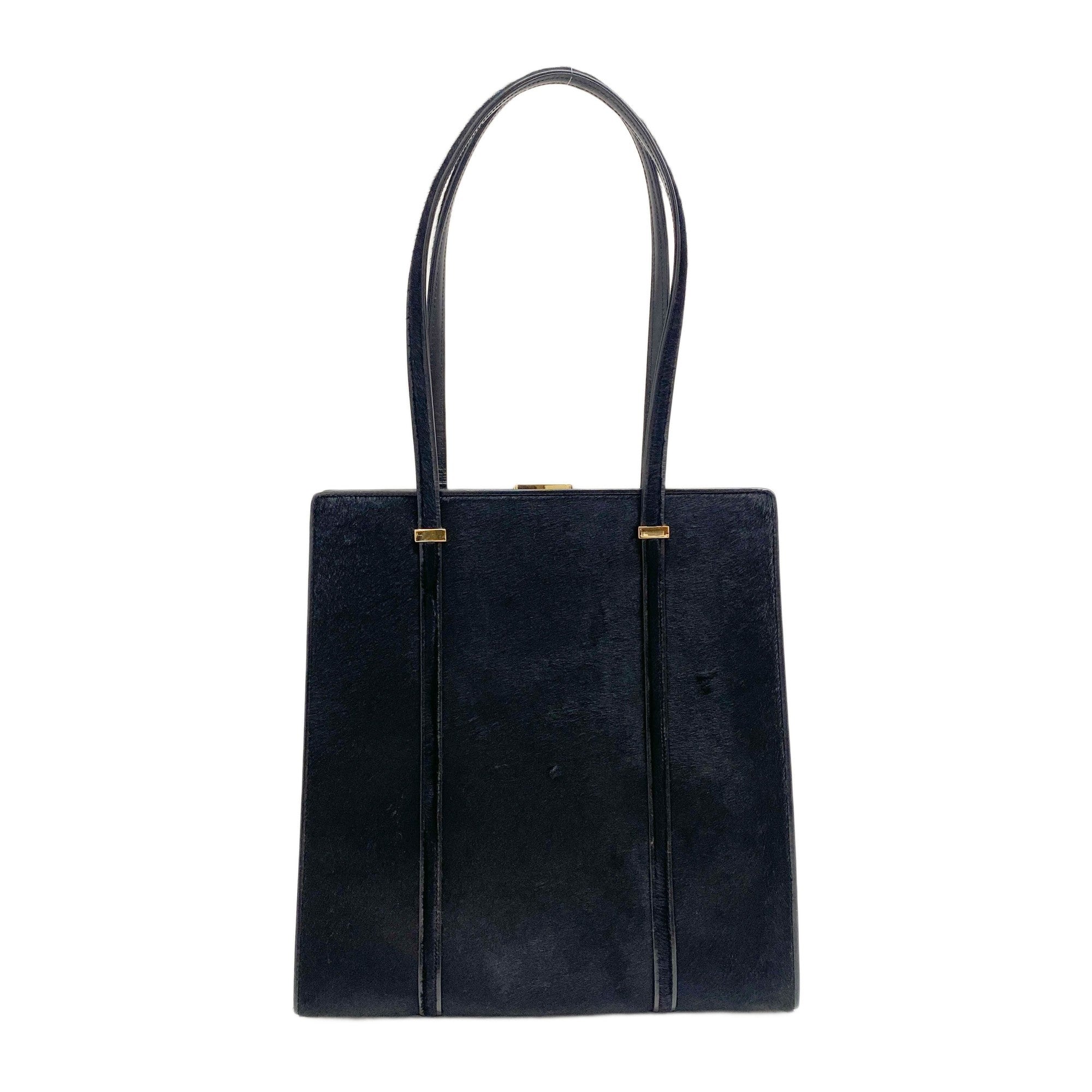 Black Pony Hair Tote Shoulder Bag