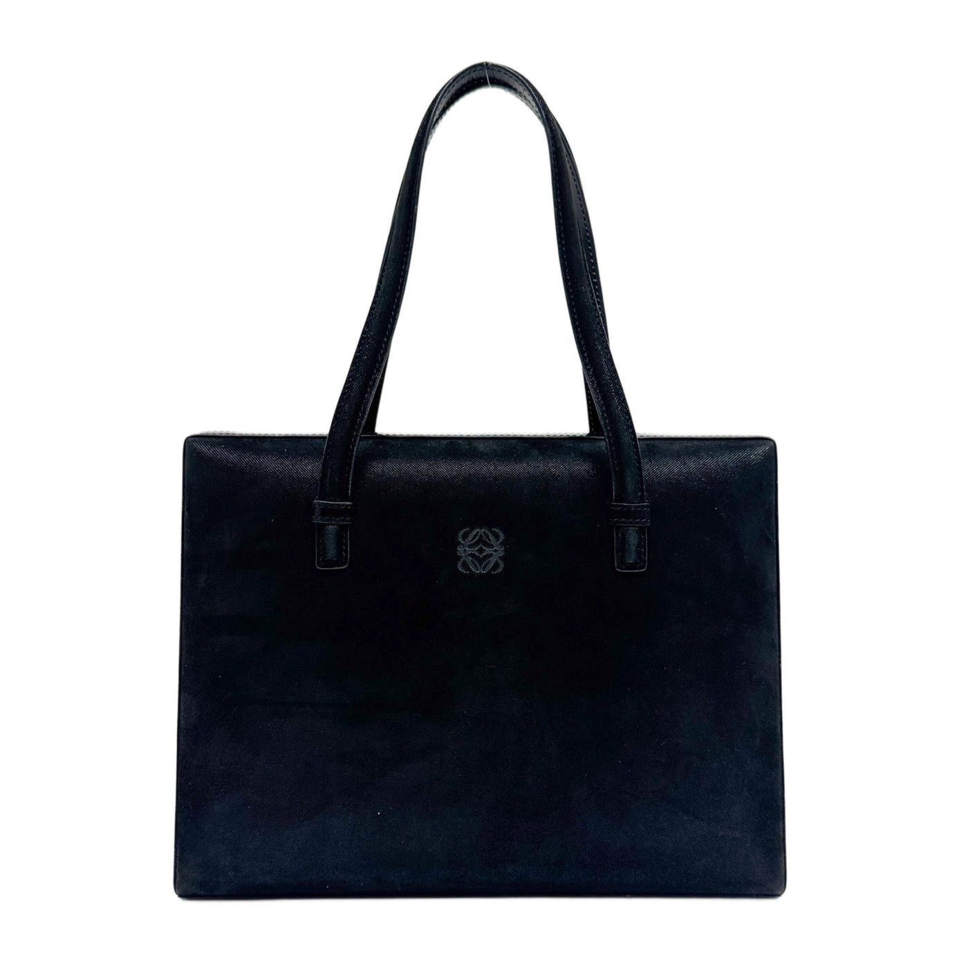 Black Leather Gold Lining Handle Bag