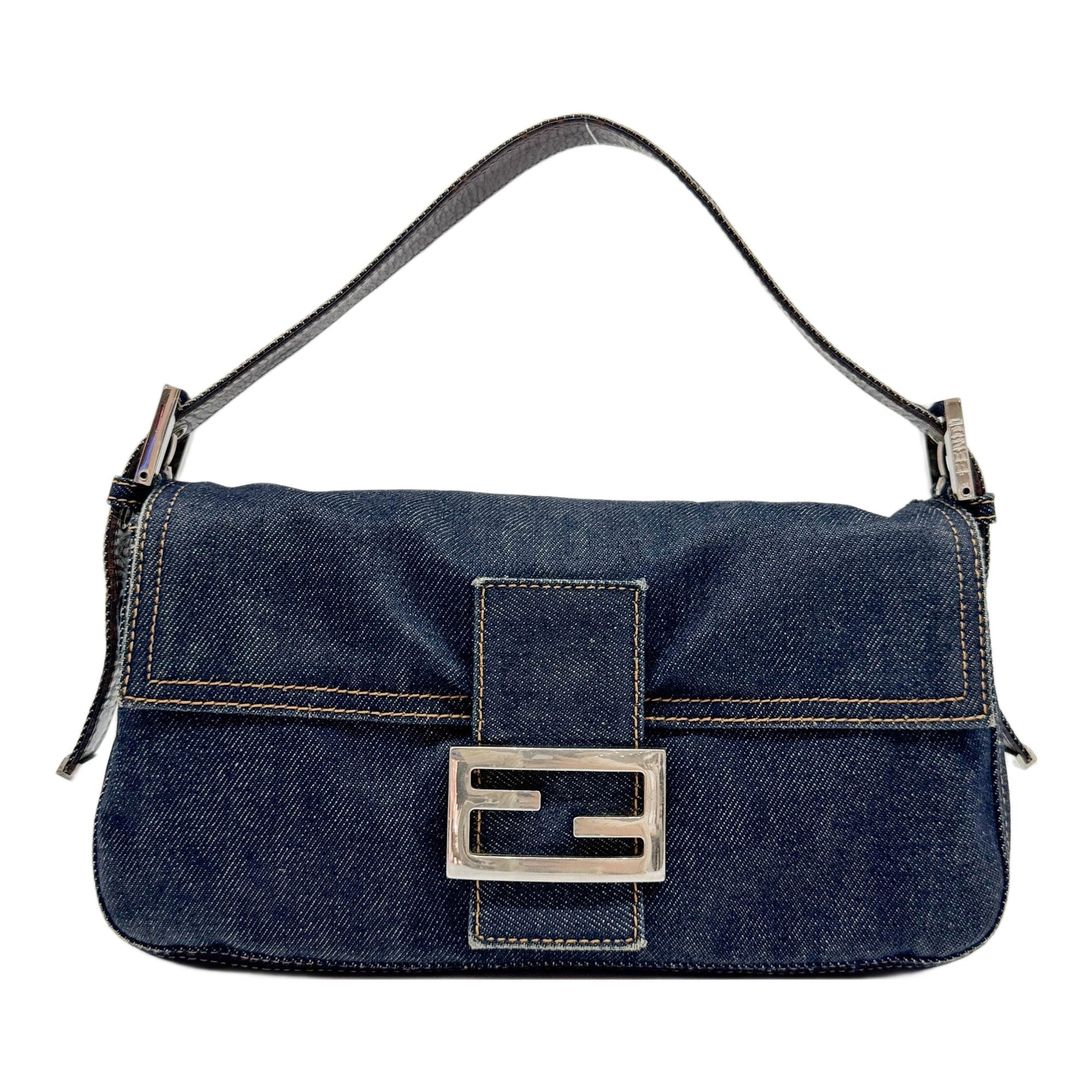 Baguette Blue Denim Shoulder Bag