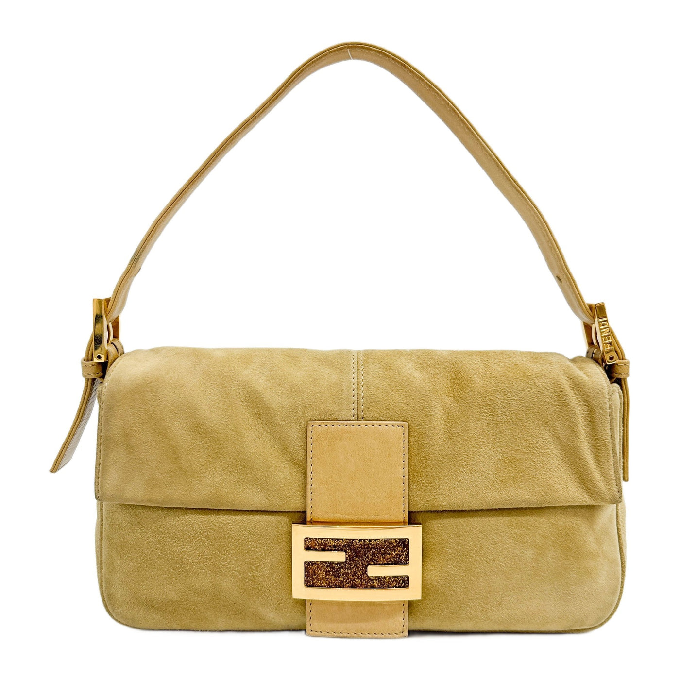 Baguette Khaki Green Suede Shoulder Bag