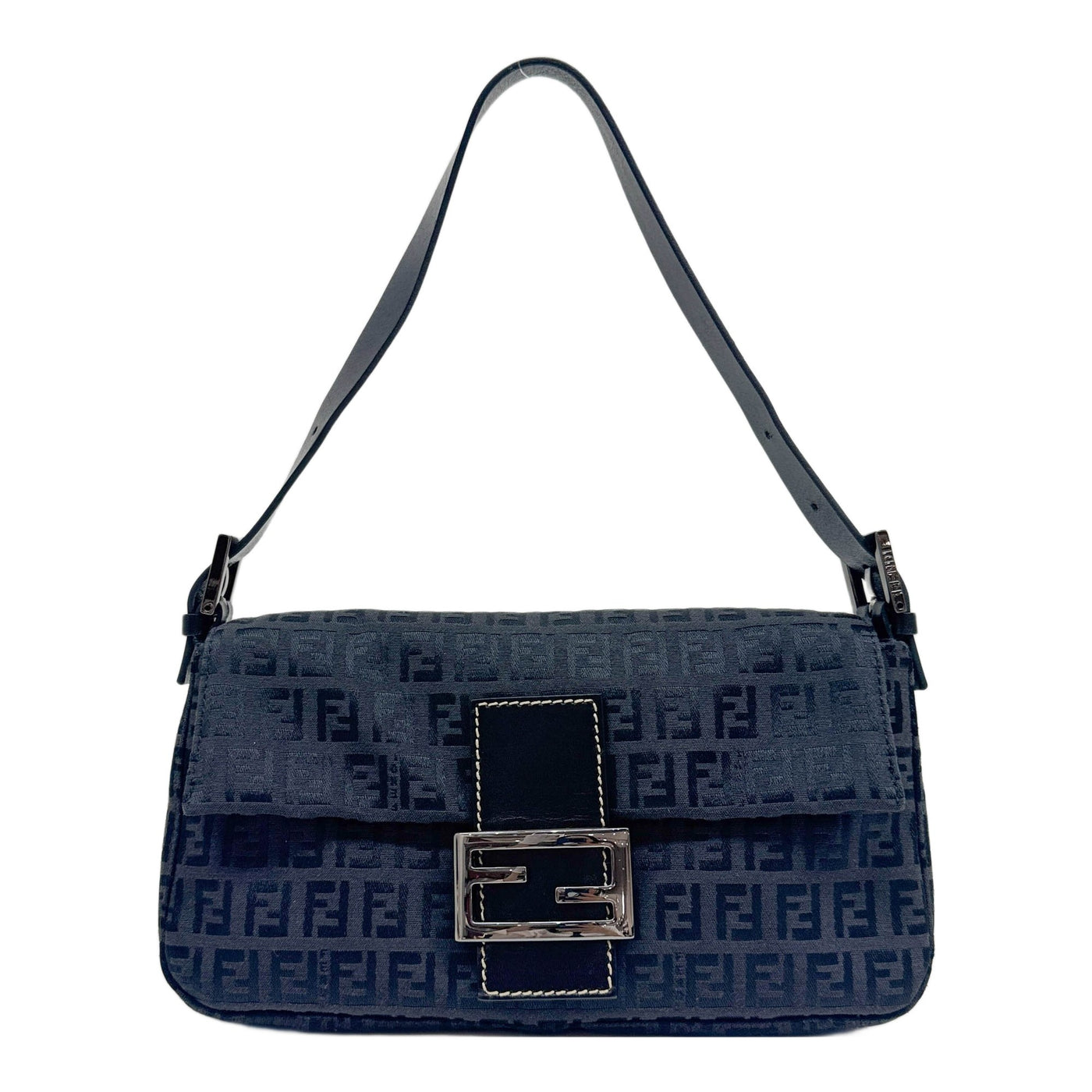 Baguette Black Zucchino Canvas Shoulder Bag