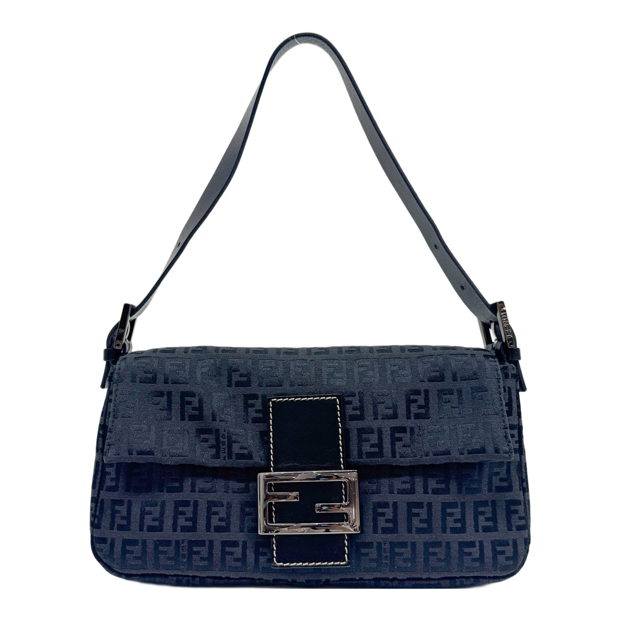 Baguette Black Zucchino Canvas Shoulder Bag