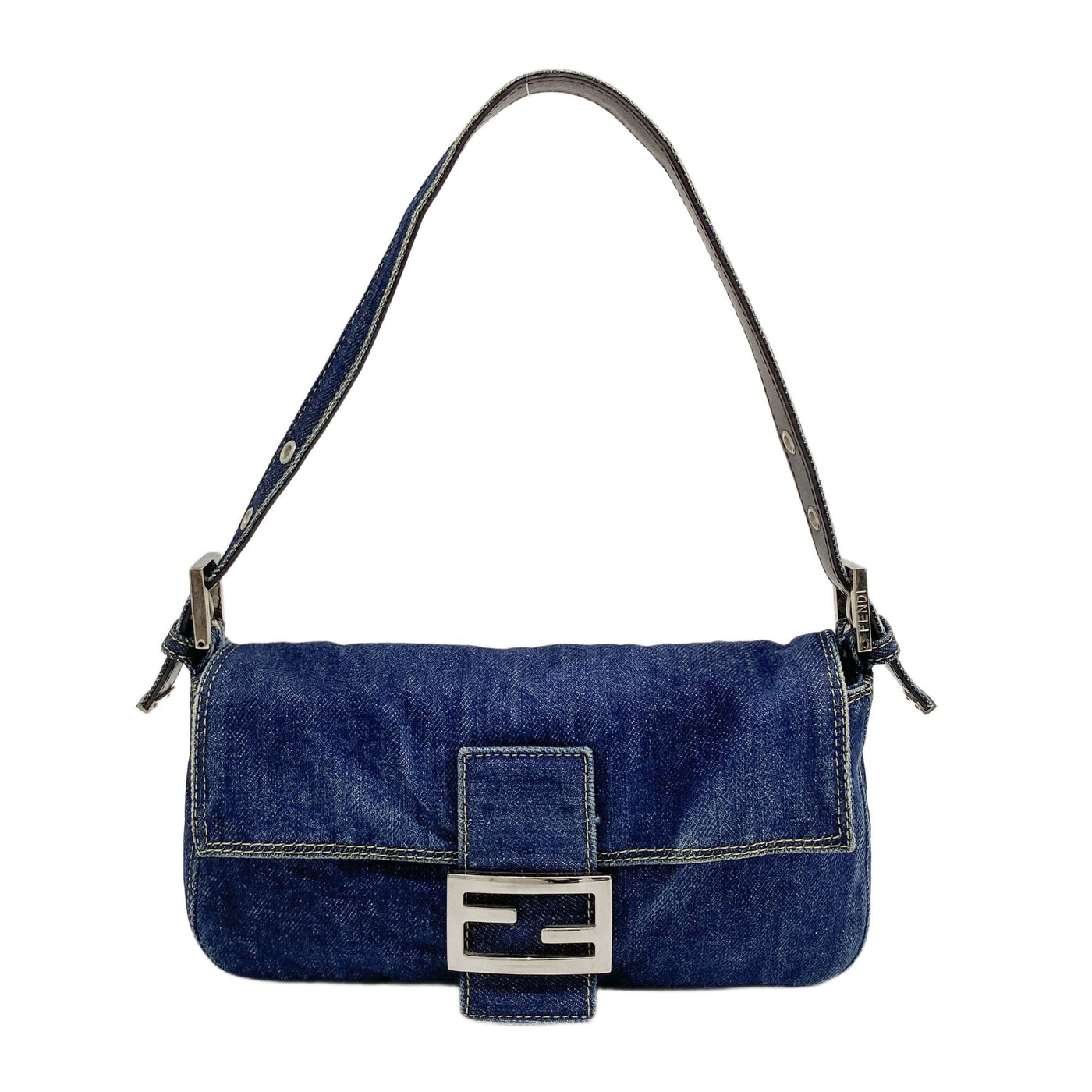 Baguette Blue Denim Shoulder Bag