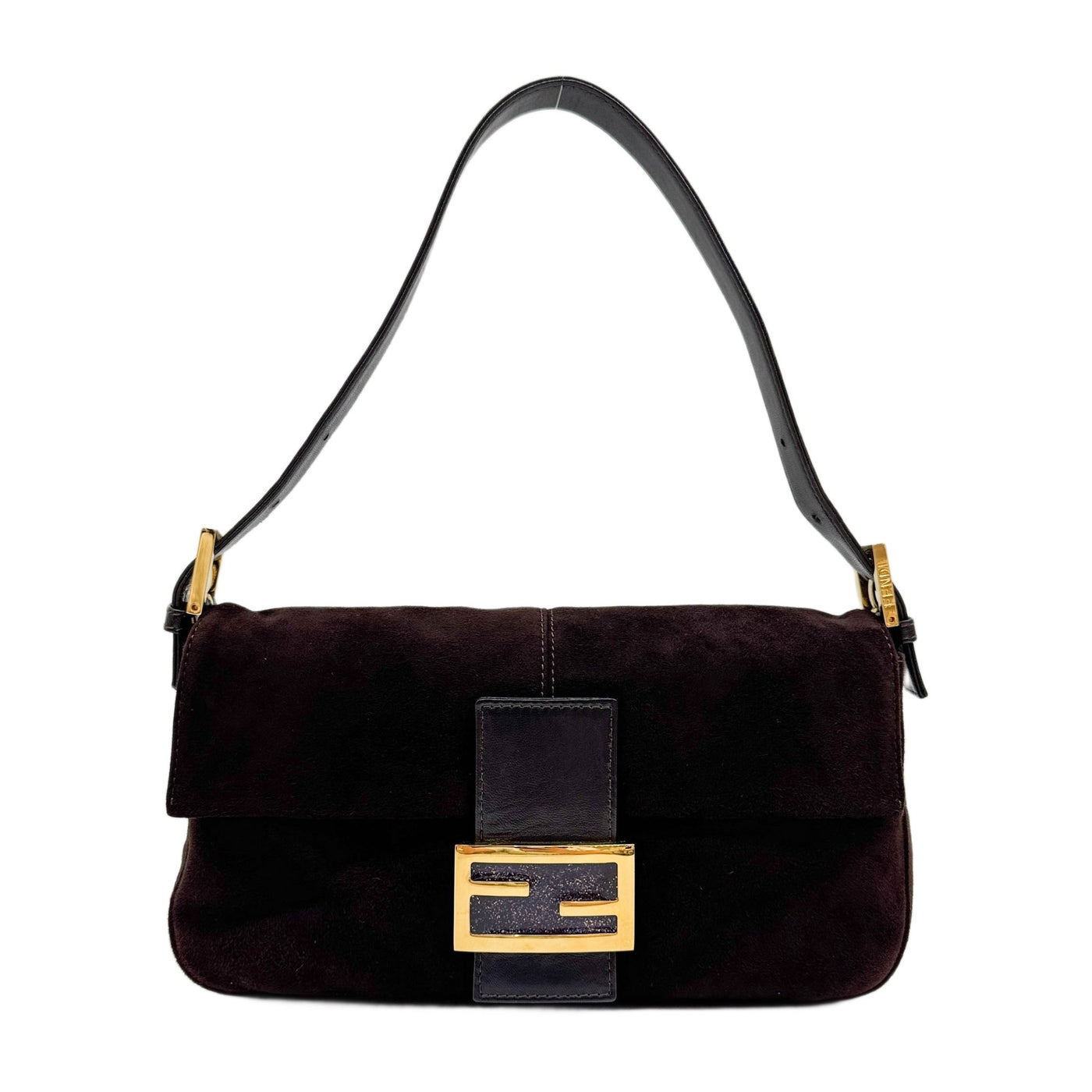 Baguette Brown Suede Shoulder Bag