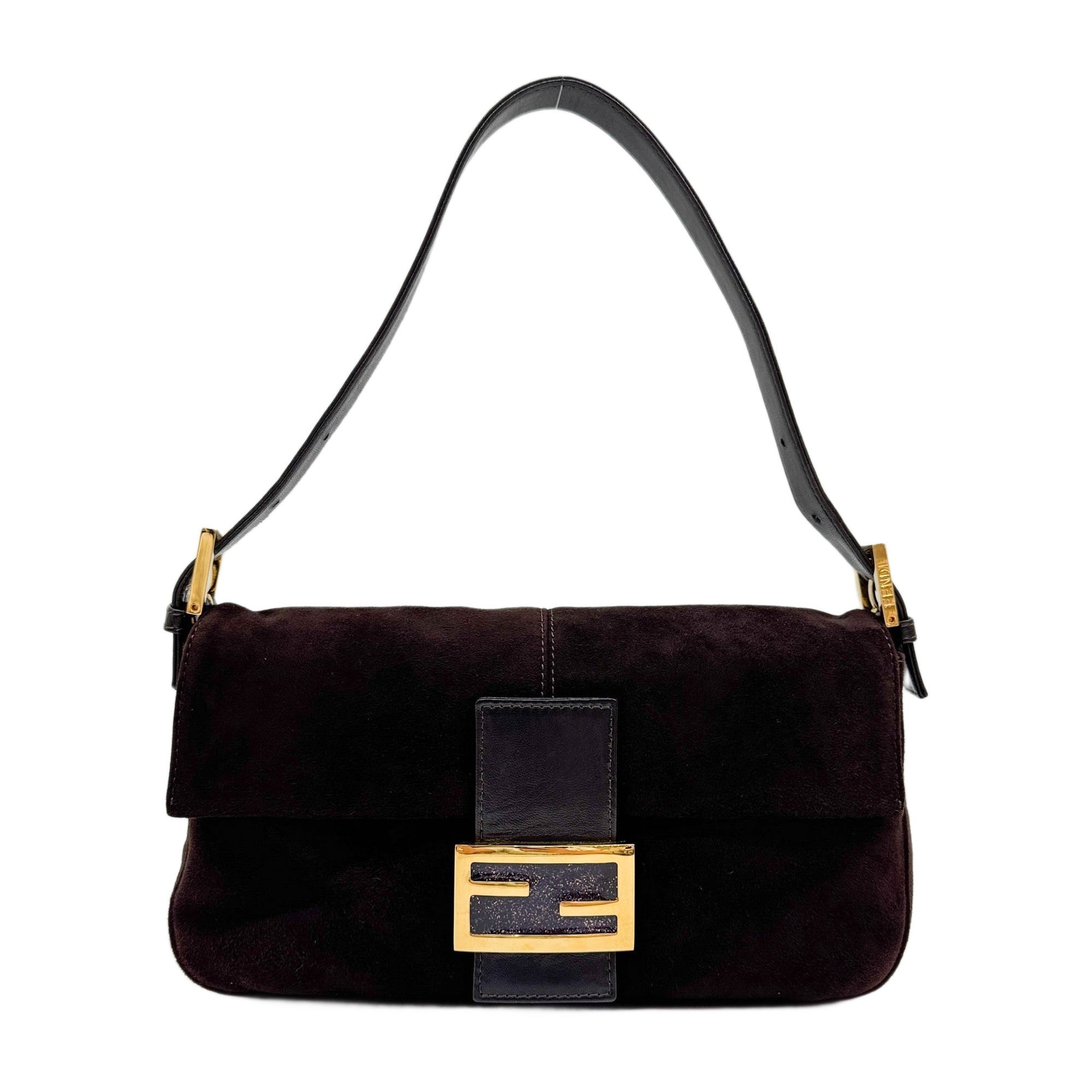 Baguette Brown Suede Shoulder Bag