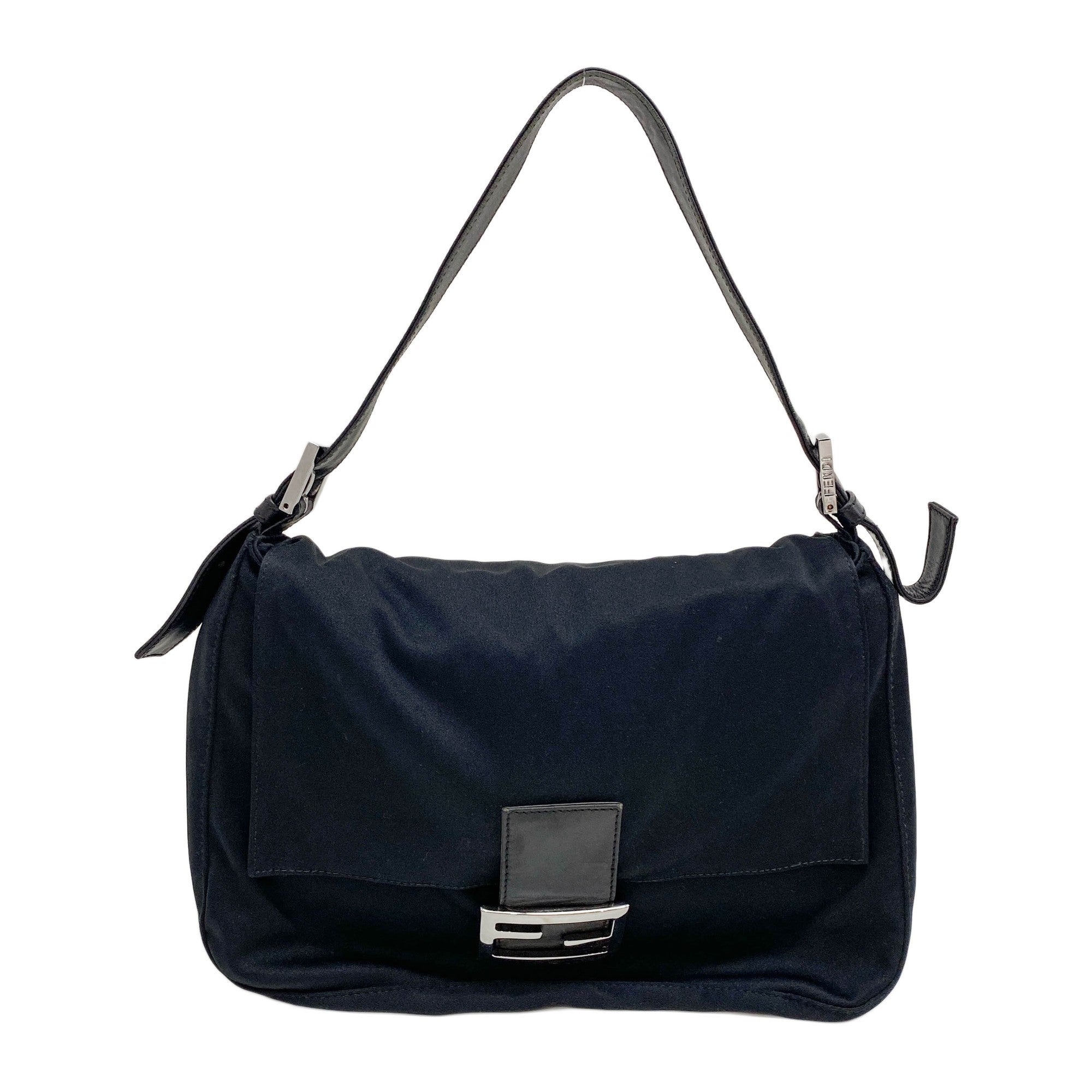 Mamma Baguette Leather Trim Black Neoprene Shoulder Bag
